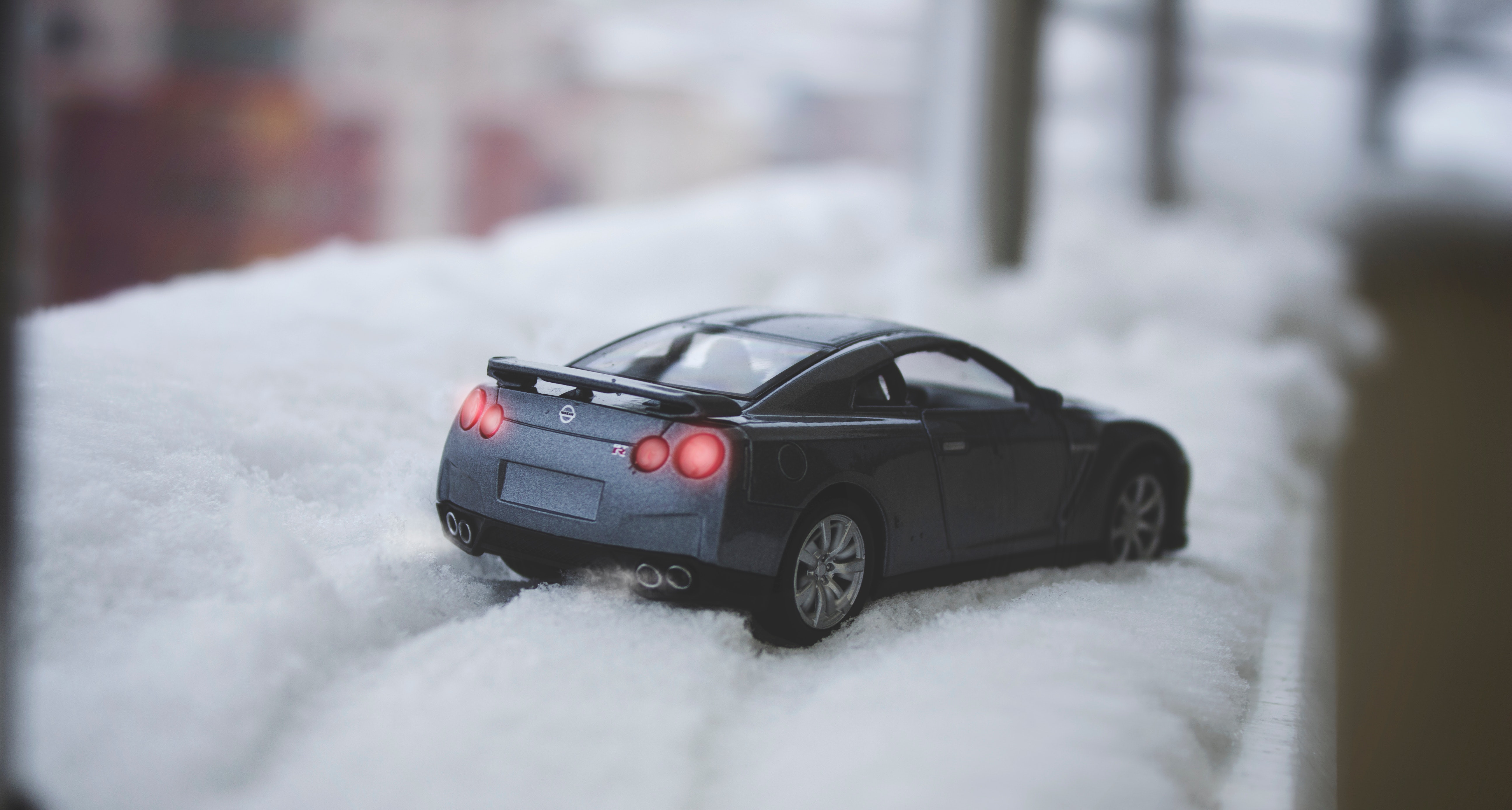 Close-up of car on snow photo
