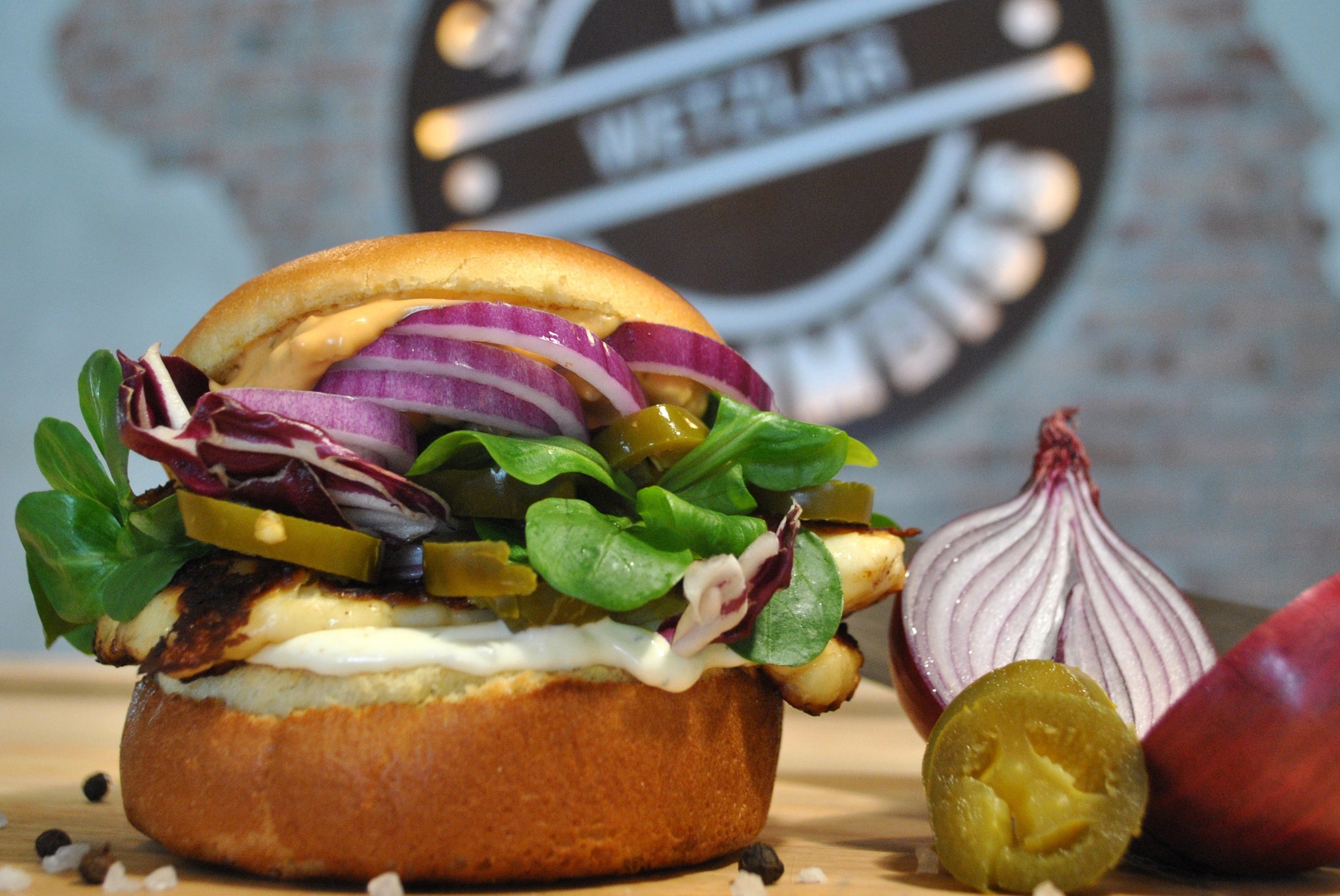 Close-up of healthy burger photo