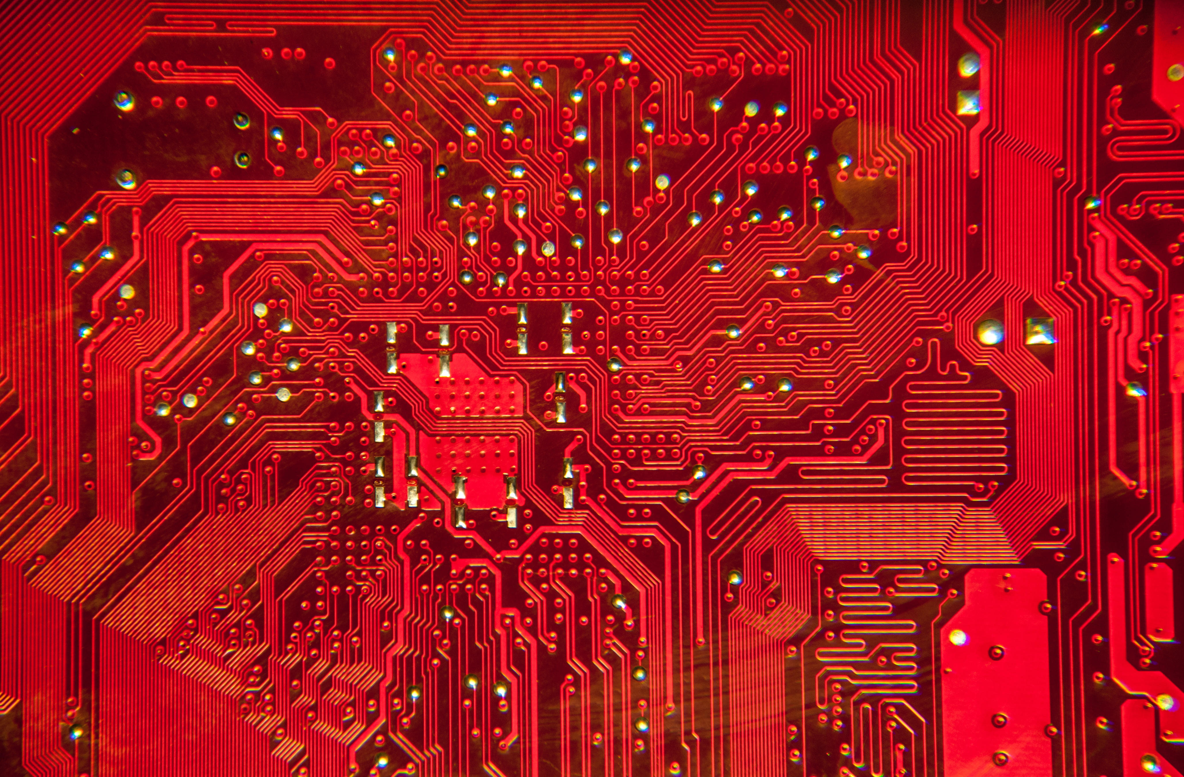 Close up of the red circuit board photo