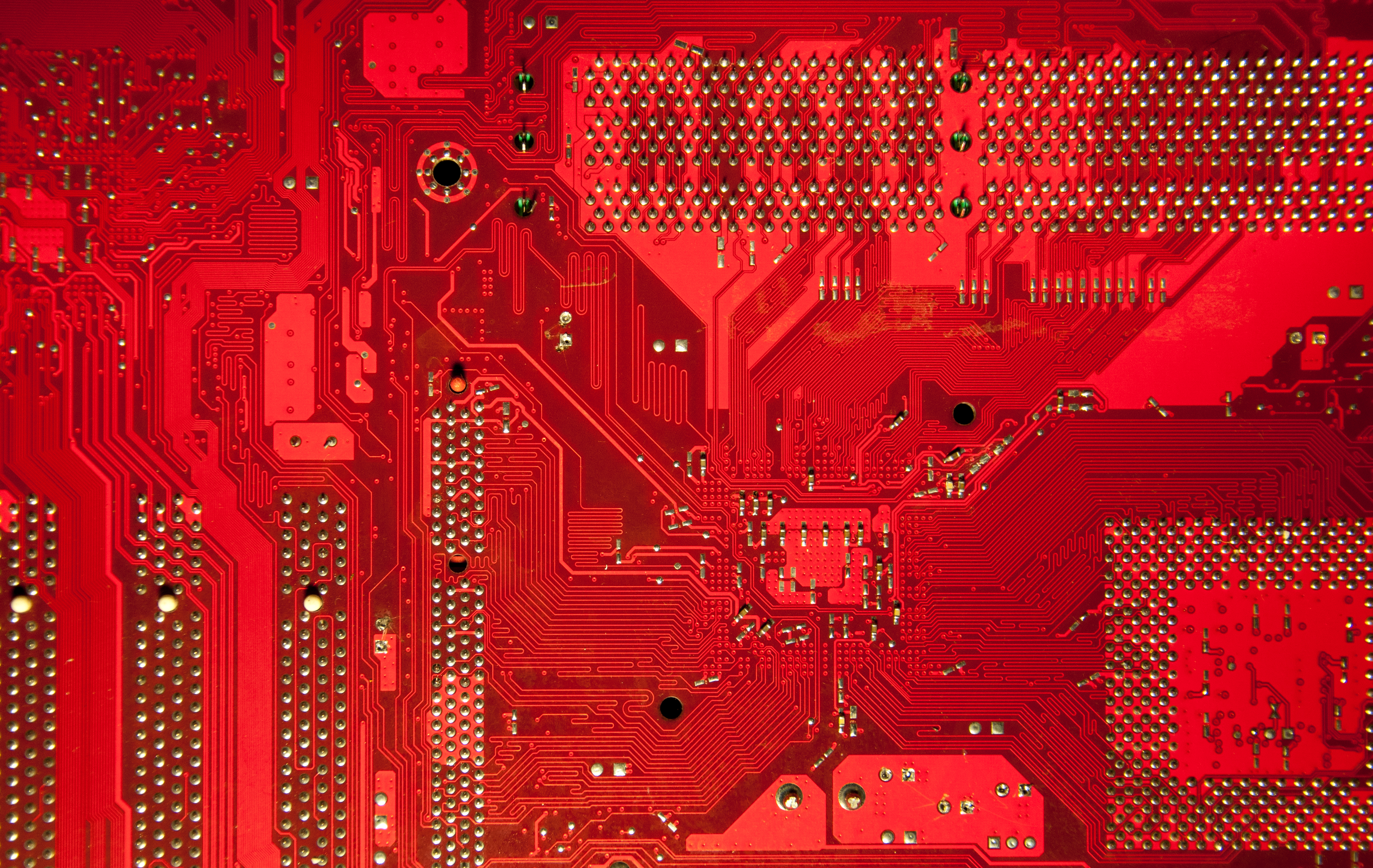 Close up of the red circuit board photo