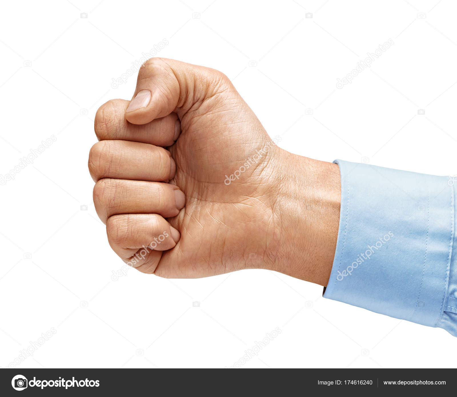Man's hand in shirt with closed fist — Stock Photo © RomarioIen ...