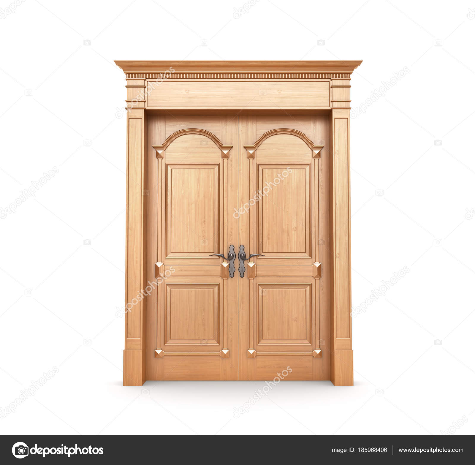 Closed wooden door isolated on a white. 3d illustration — Stock ...