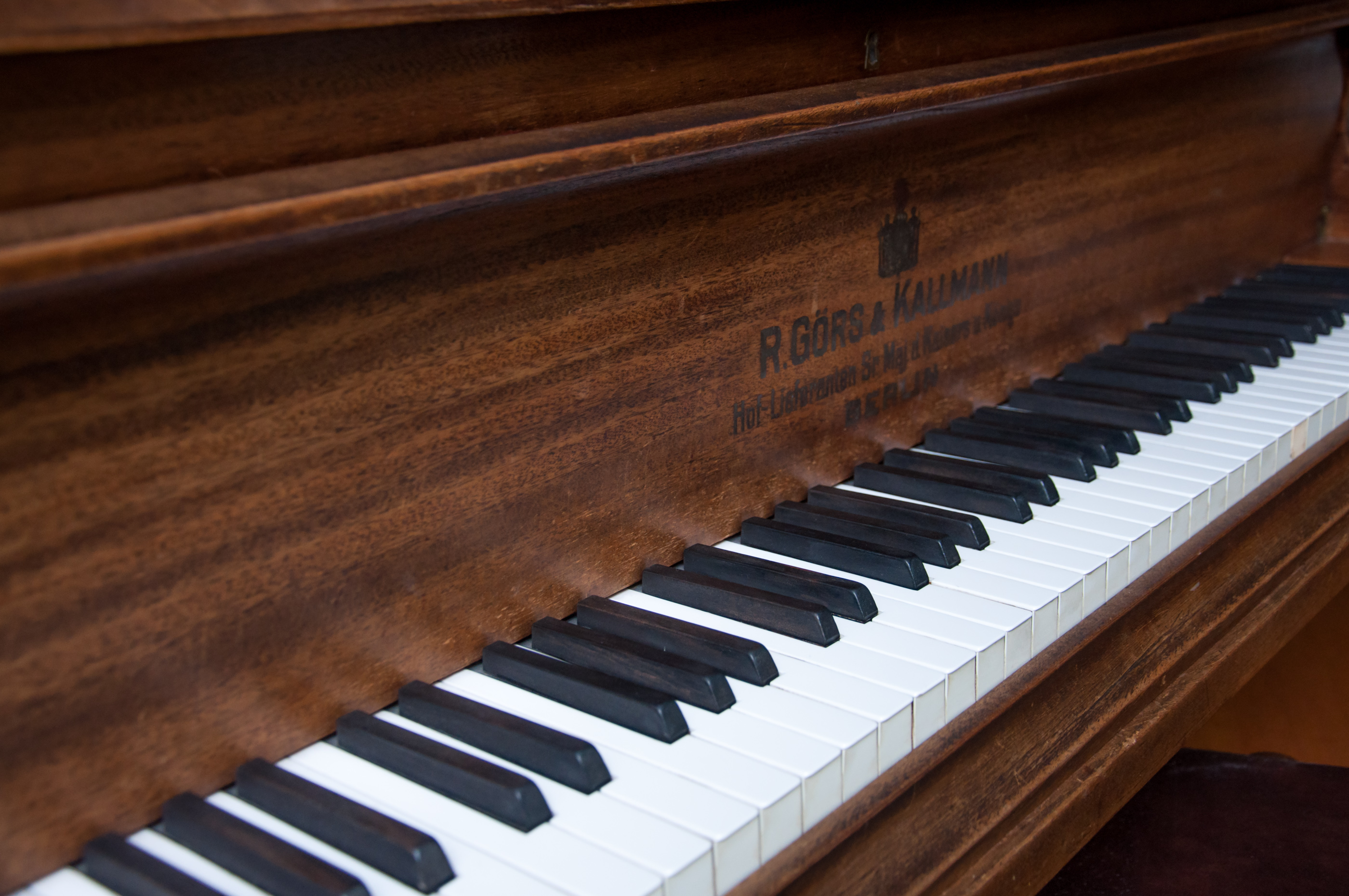 Closeup of antique piano keys photo