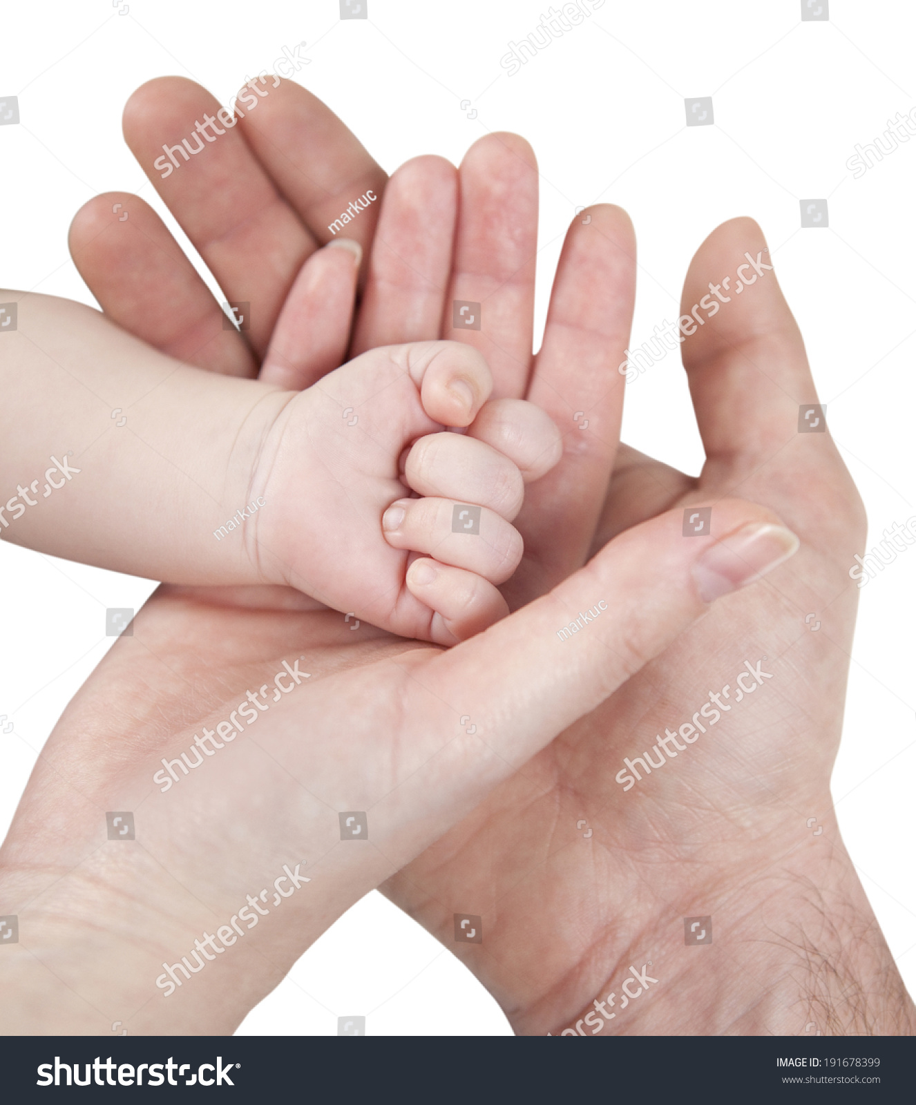Closeup Baby Hand Into Mother Father Stock Photo 191678399 ...