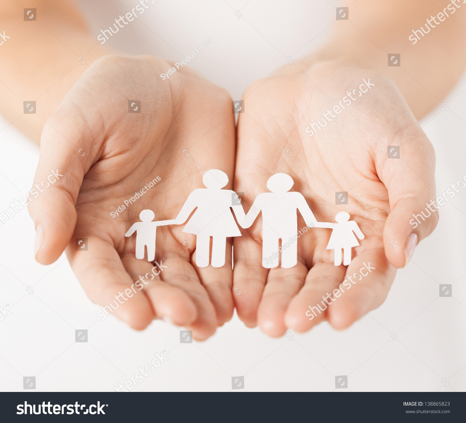 Close Womans Cupped Hands Showing Paper Stock Photo (Royalty Free ...