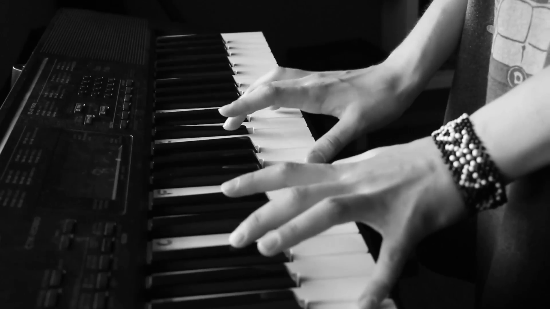 closeup hands playing piano. black and white Stock Video Footage ...