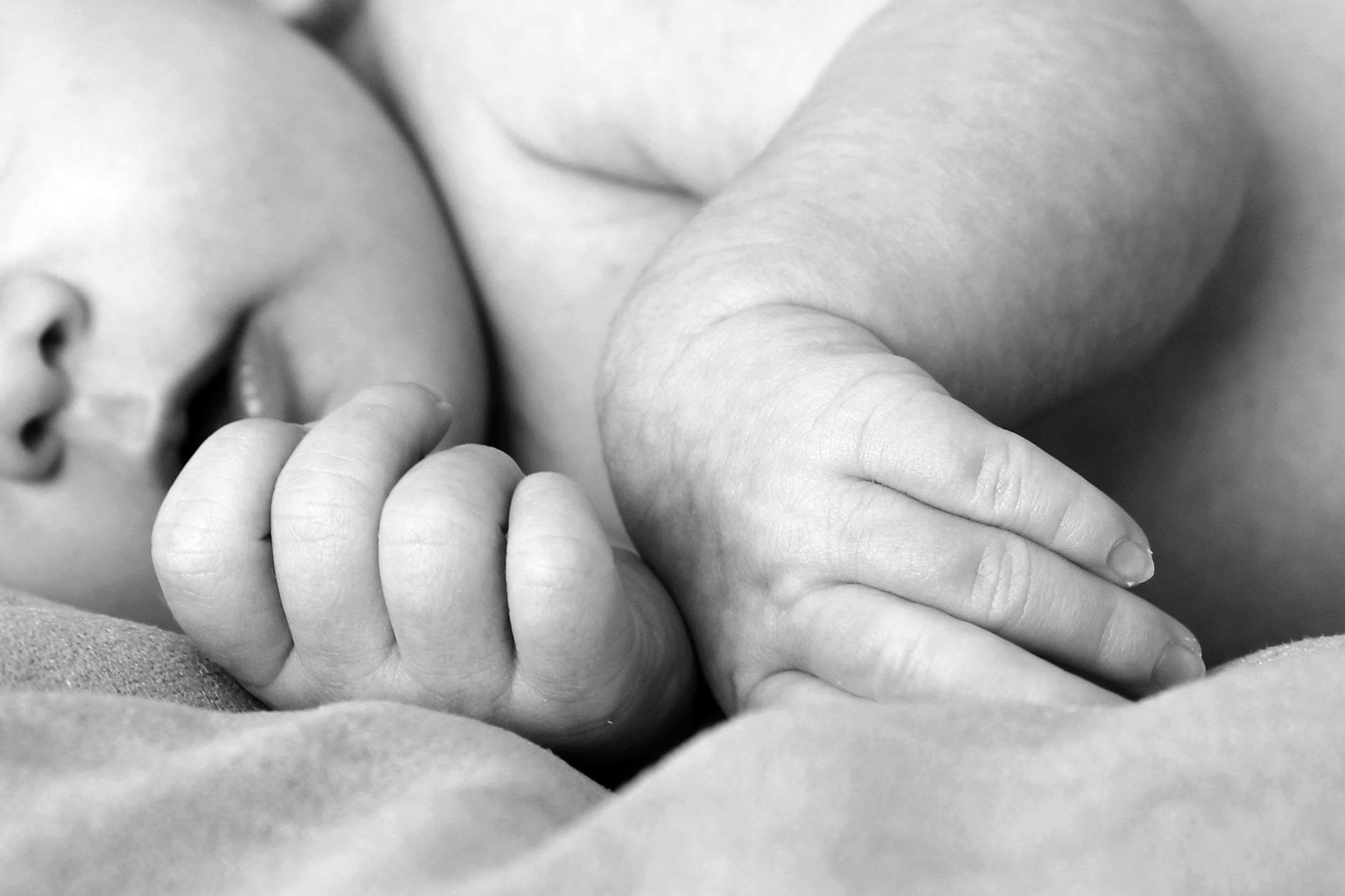 affection #baby #birth #black and white #born #child #childs hand ...