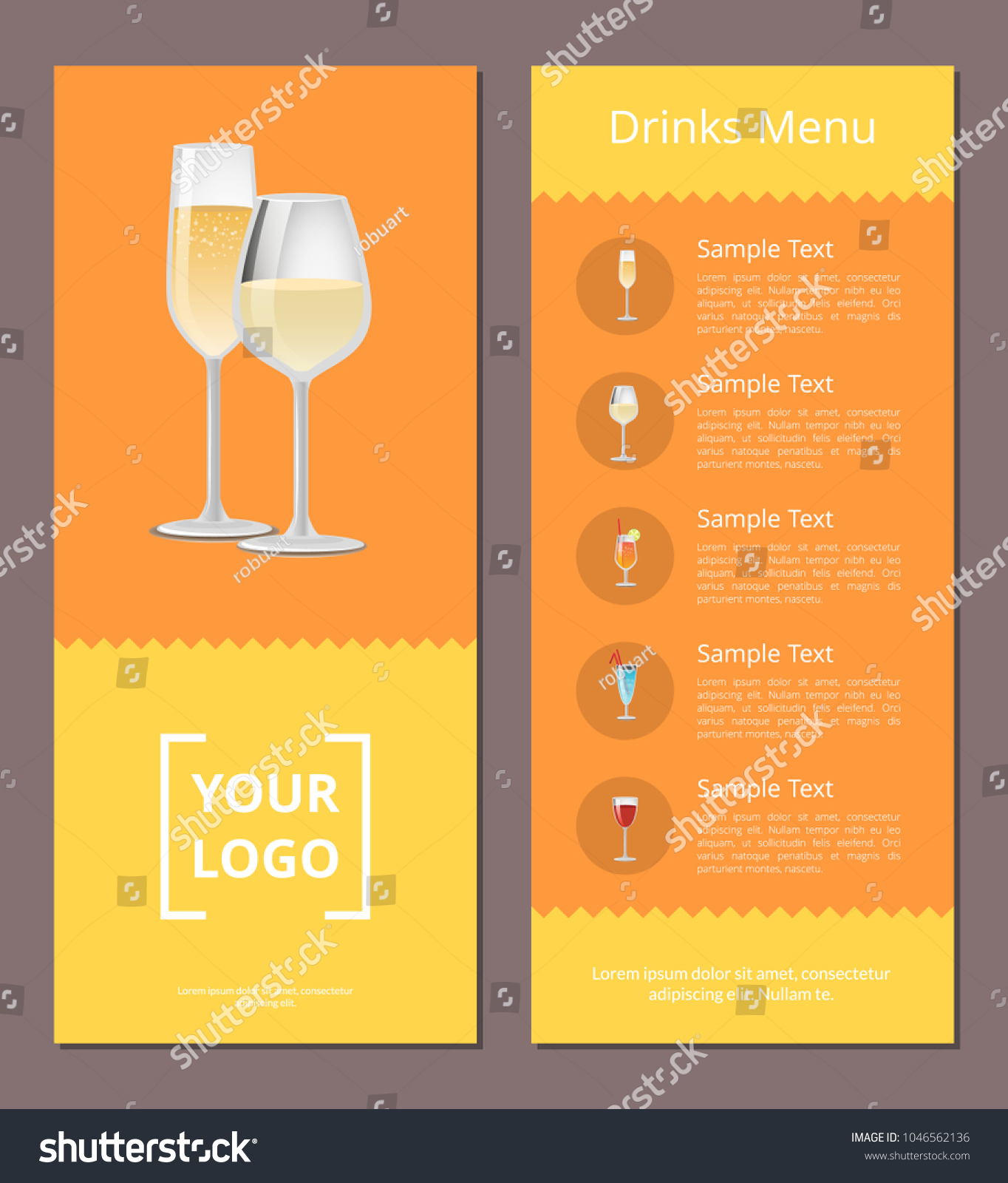 Drinks Menu Advertisement Poster Closeup Champagne Stock Vector ...