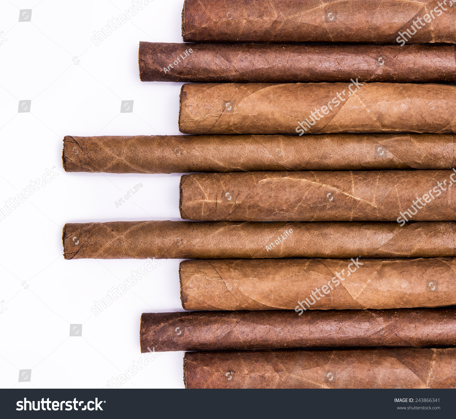 Cigars Row Space Text Closeup Background Stock Photo 243866341 ...