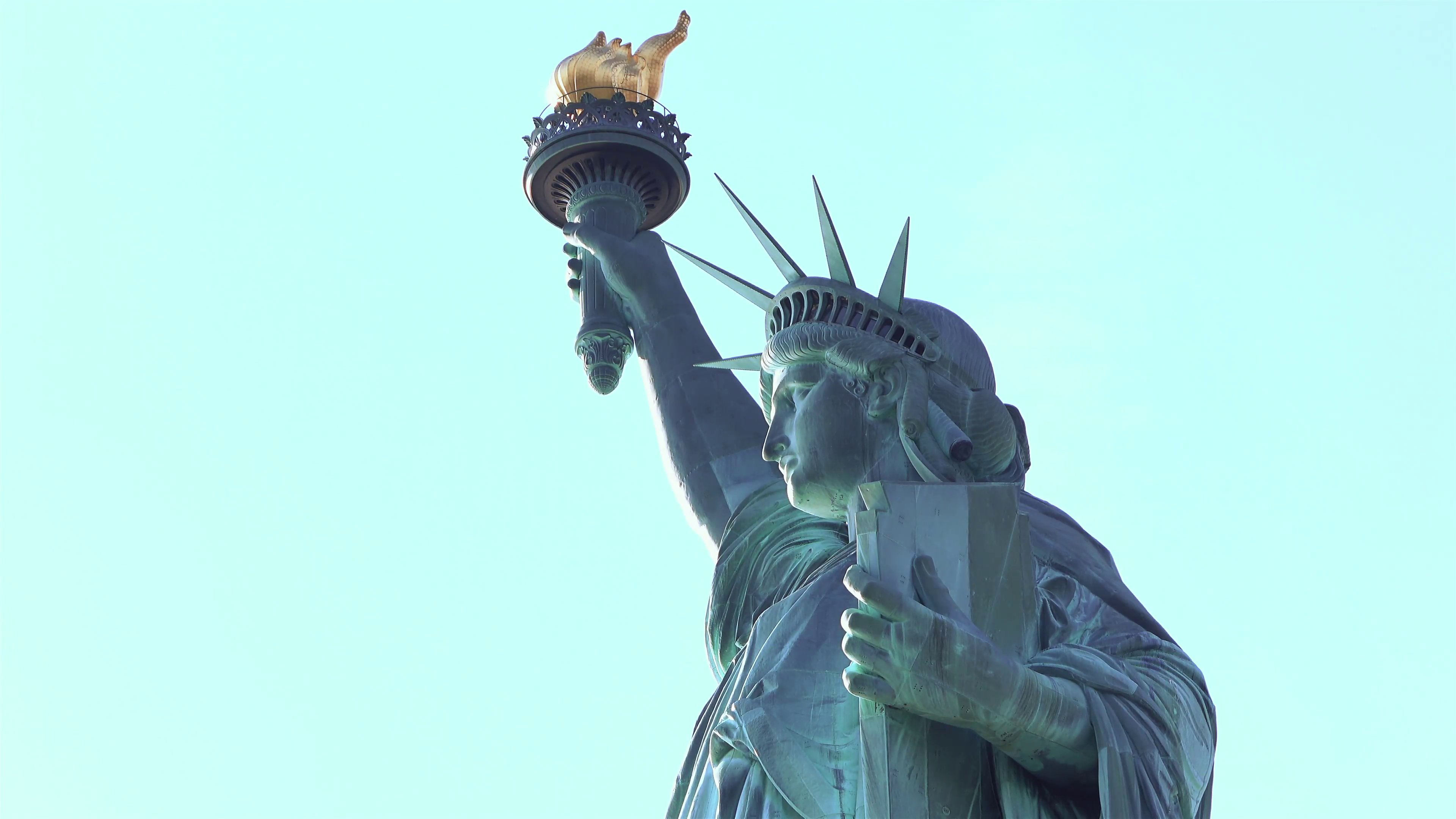 Statue of Liberty close up on face and torch 4k Stock Video Footage ...