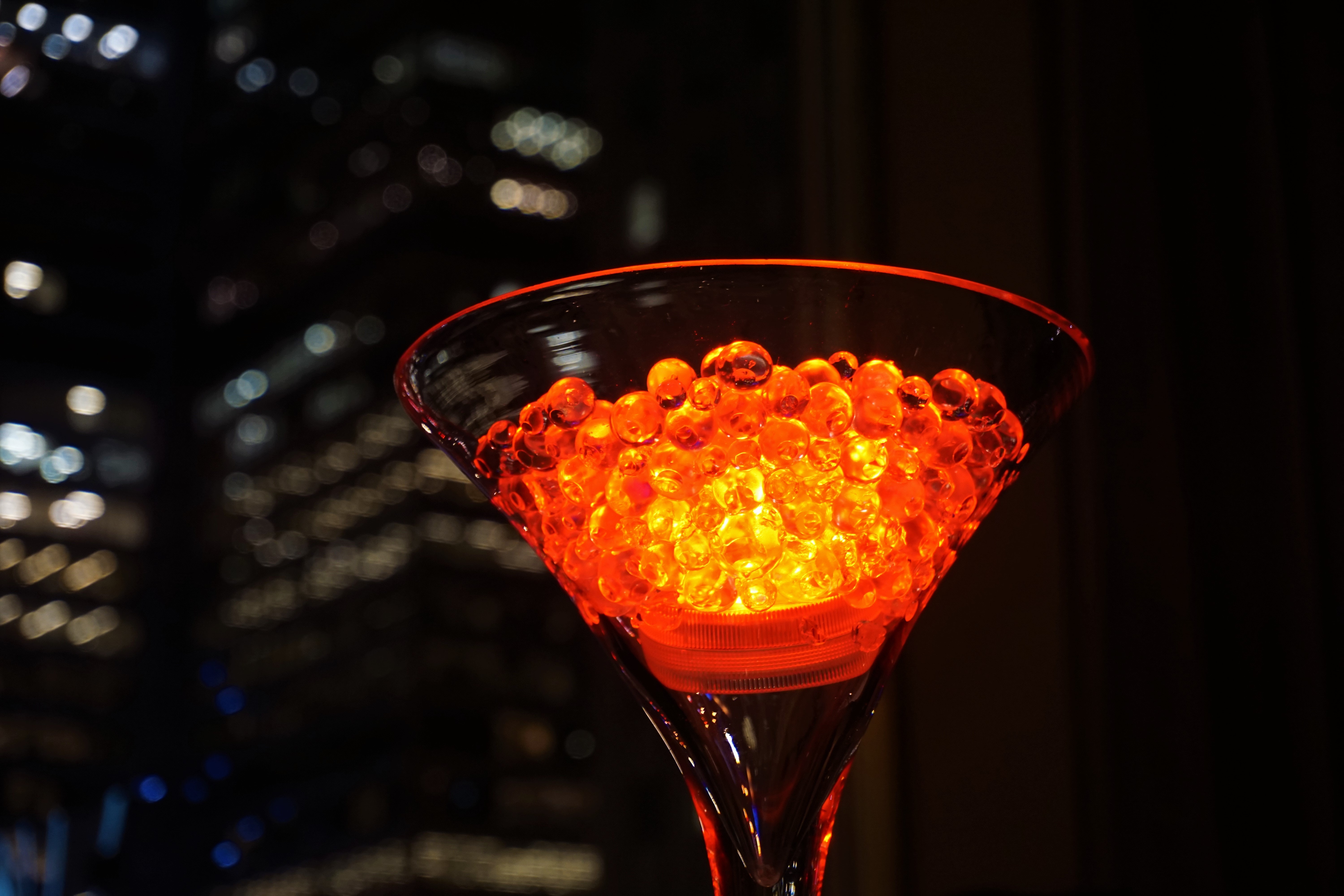 Closeup photo of clear martini glass