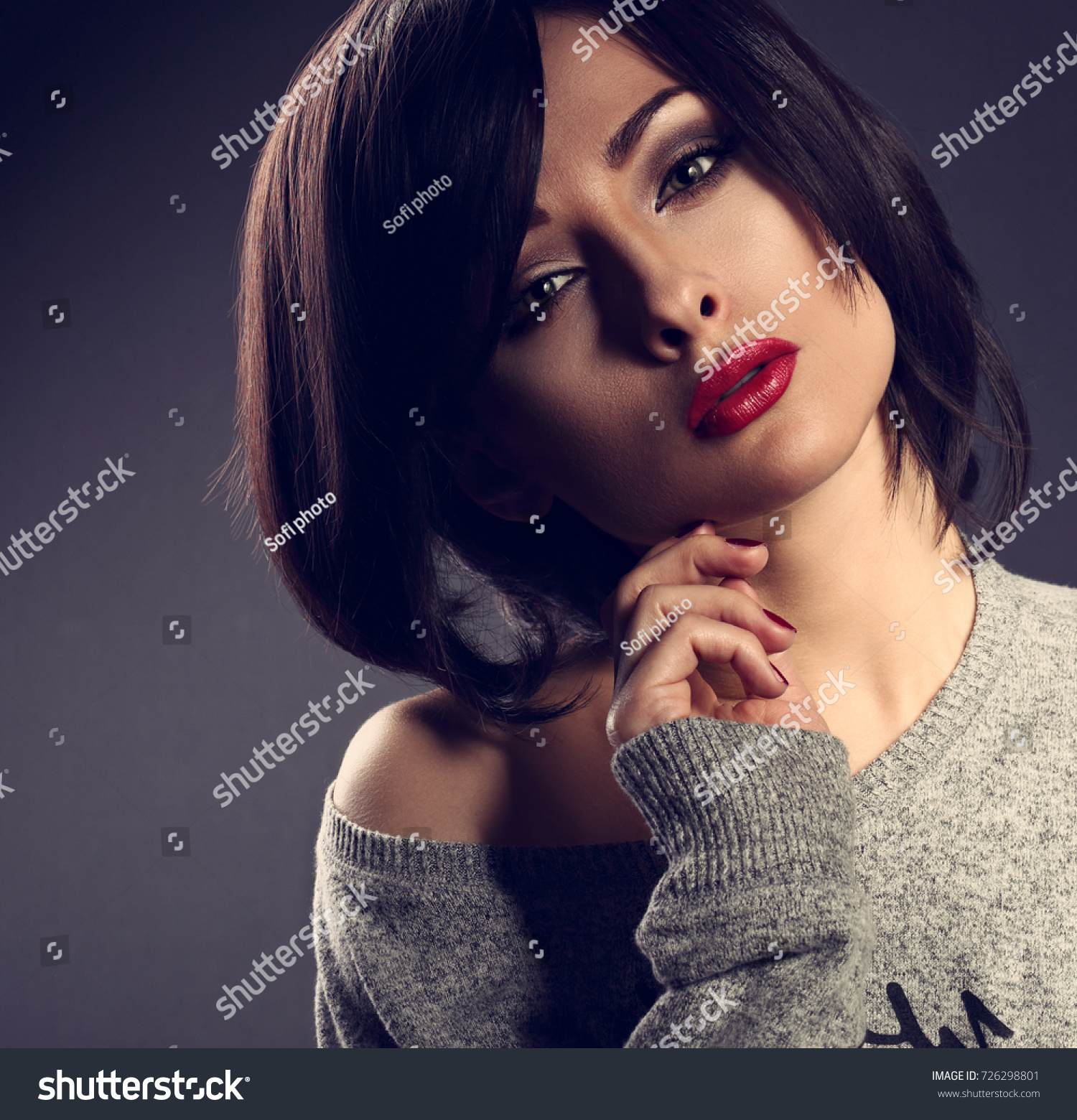 Sexy Cocky Emotion Makeup Woman Short Stock Photo 726298801 ...