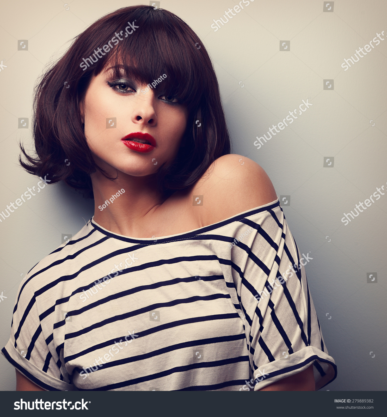 Sexy Makeup Short Hair Female Model Stock Photo (Royalty Free ...