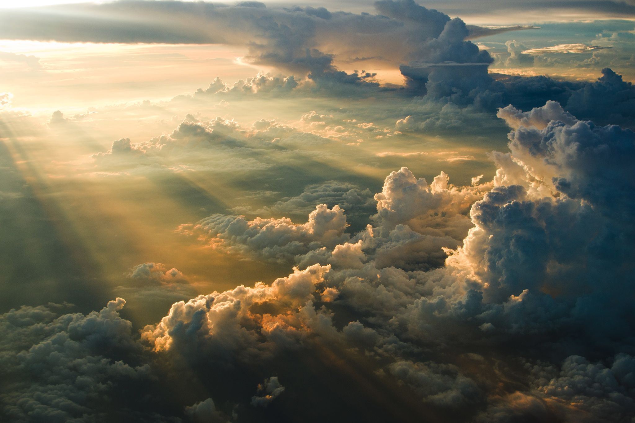 Sunset between clouds photo