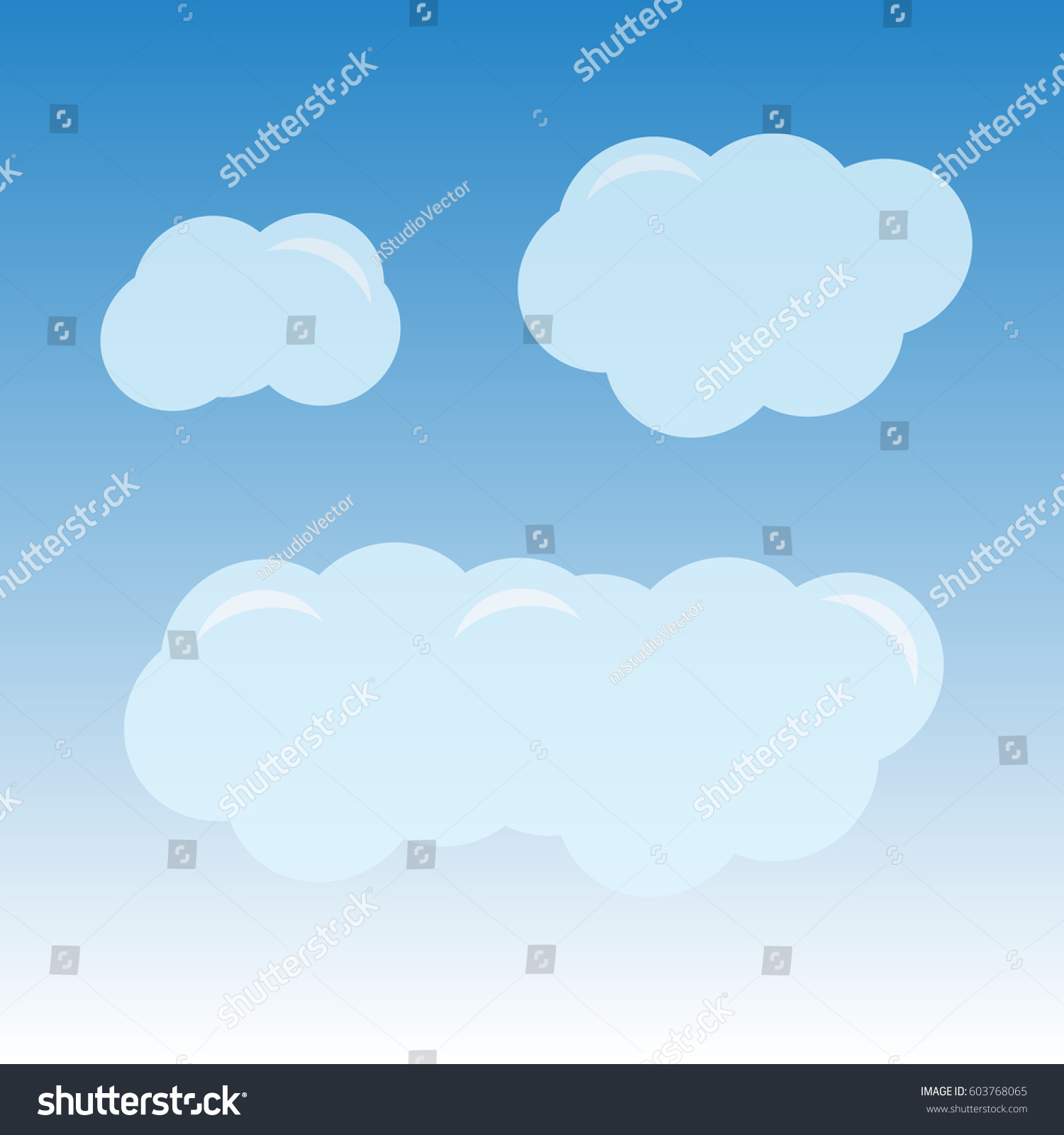 Cartoon Blue Cloudy Sky Cloudscape Background Stock Illustration ...