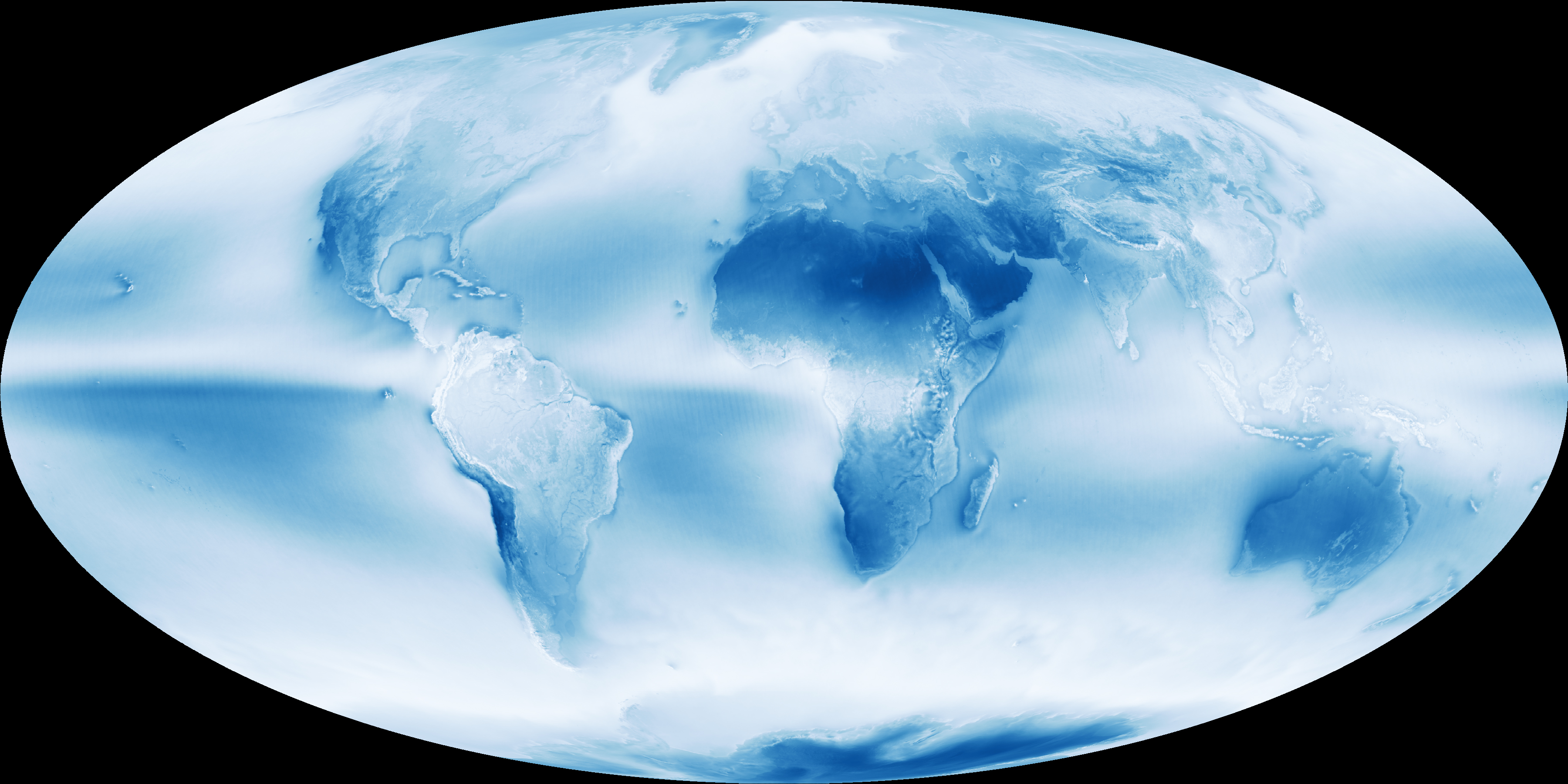 Cloudy Earth: Map of cloud coverage.