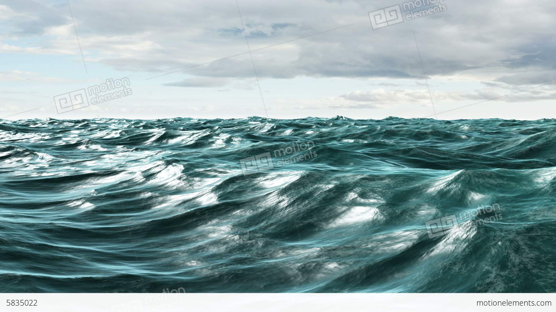 Choppy Blue Ocean Under Cloudy Sky Stock Animation | 5835022