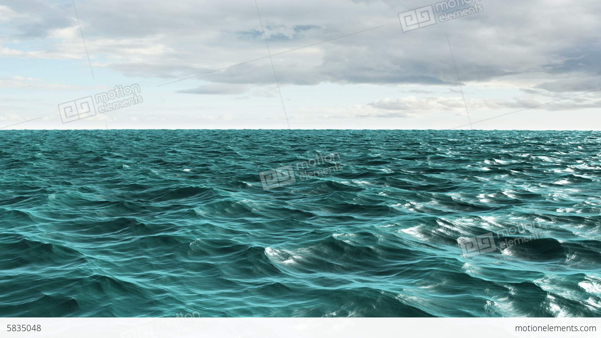 Choppy Blue Ocean Under Cloudy Sky Stock Animation | 5835048