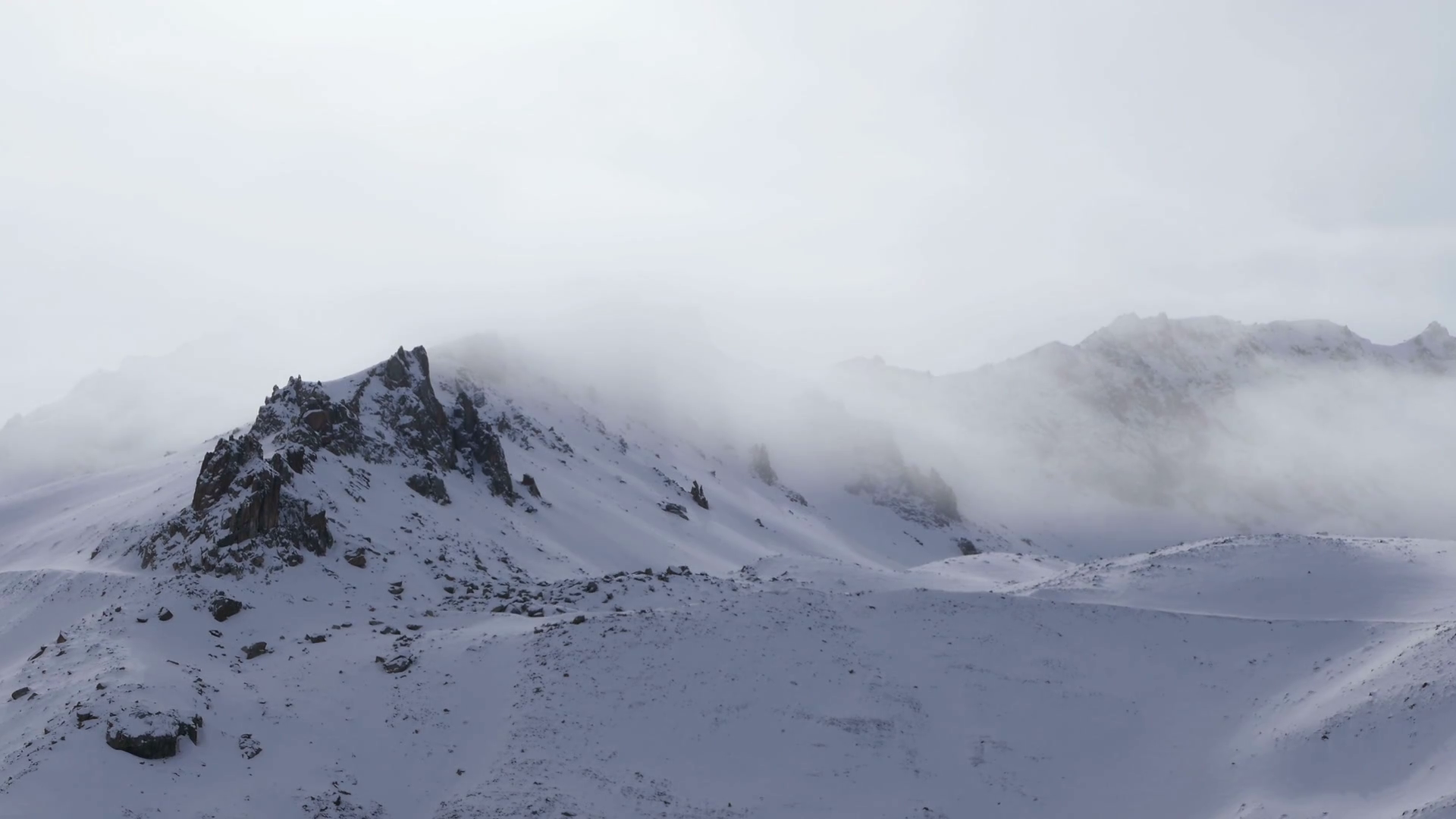 Mountains in cloudy foggy weather. Stock Video Footage - Videoblocks