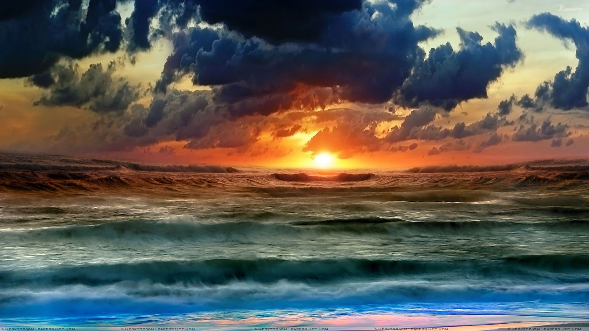 beach scenes | Sunset Scene Near Sea Side And Cloudy Sky Wallpaper ...