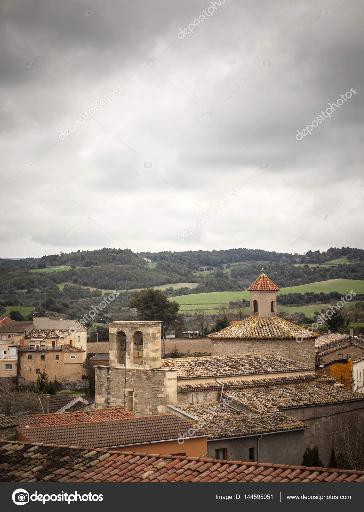 Village view, cloudy day in Calders, Moianes region comarca ...