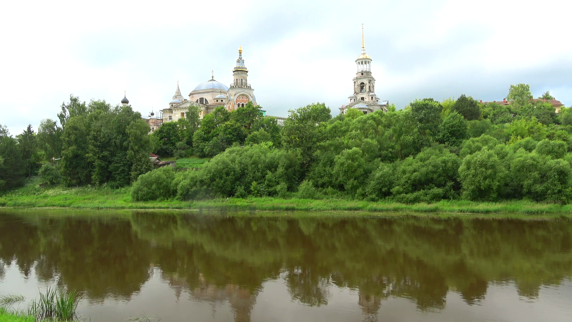 Cloudy july day on the Tvertsa river. Torzhok, Tver region Stock ...