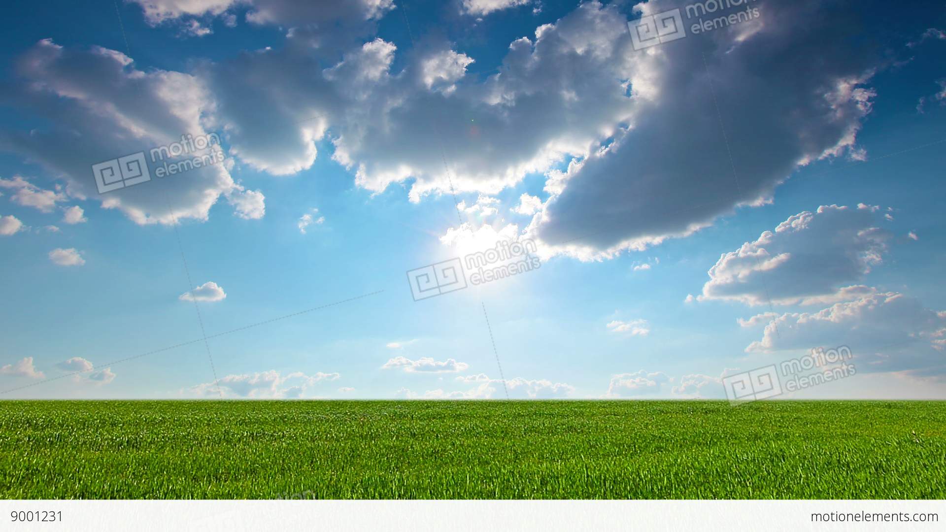Green Field And Cloudy Sky. 4K. FULL HD, 4096x2304 Stock video ...