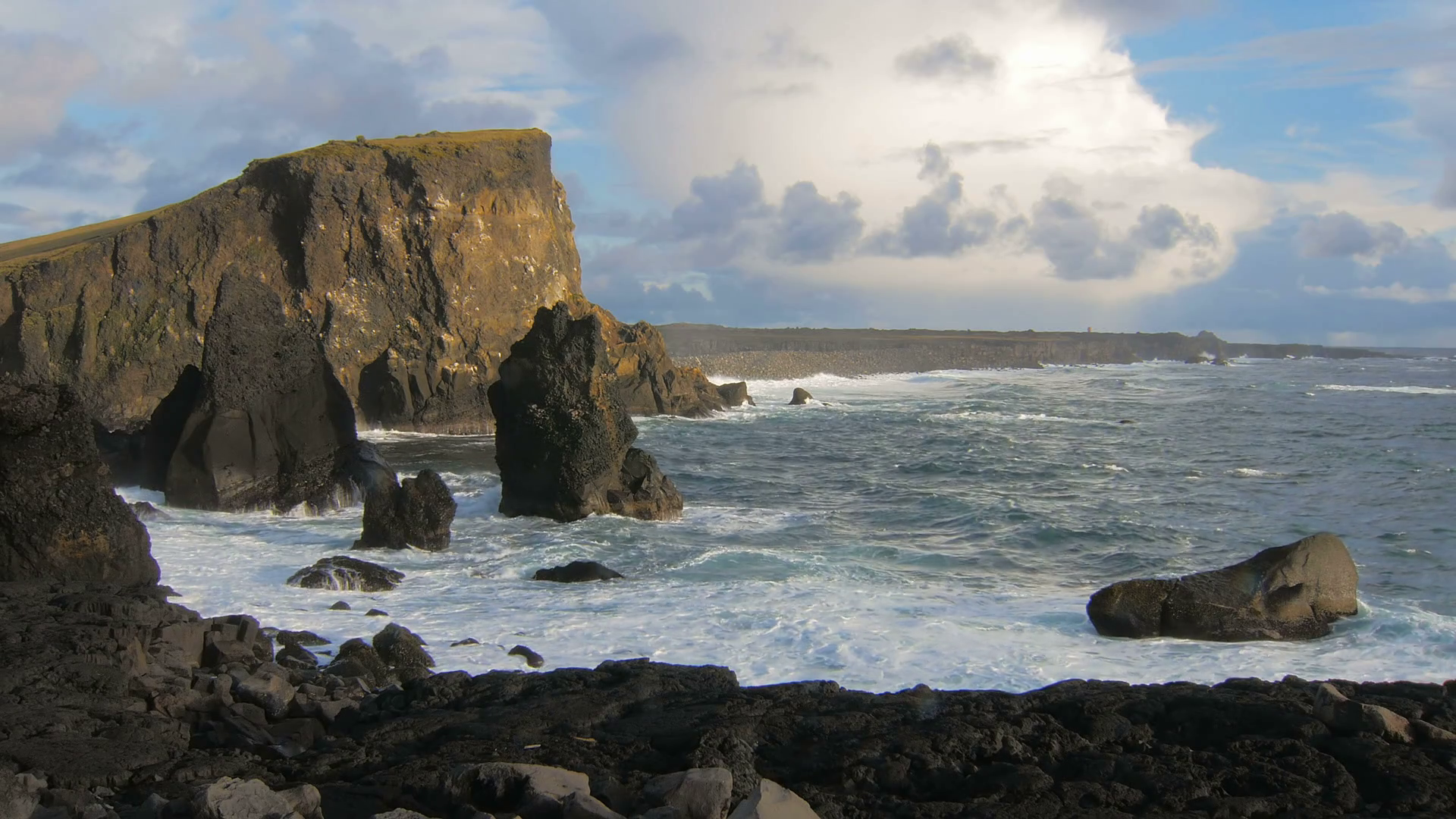 basalt cliffs near from south-west coastline of Iceland, Reykjanes ...