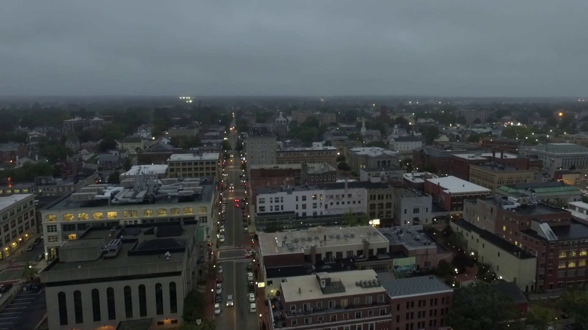 Footage of a Small Town at Dusk with a Cloudy/ Stormy Weather Stock ...