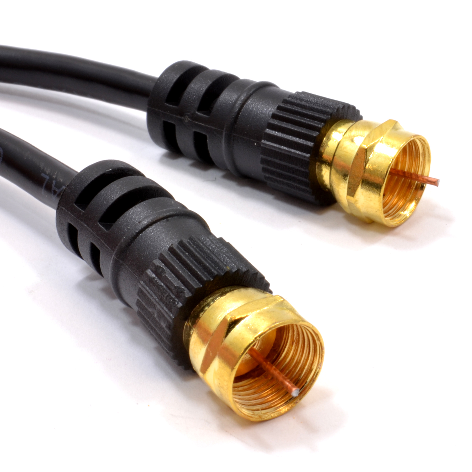 Satellite F Connector Plug to Plug Coax Cable Black Lead GOLD 15m ...