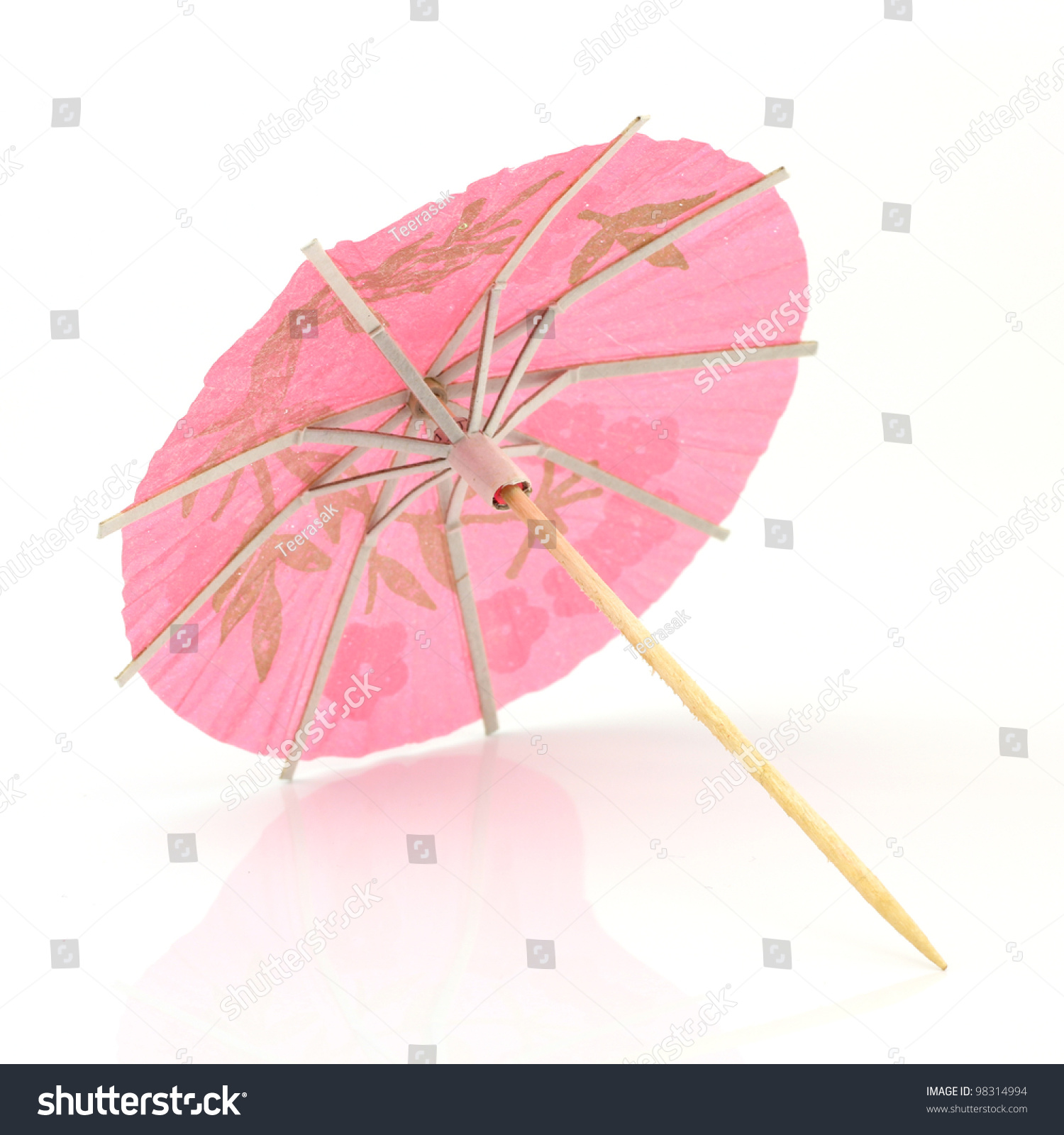 Pink Cocktail Umbrella Isolated On White Stock Photo (Royalty Free ...