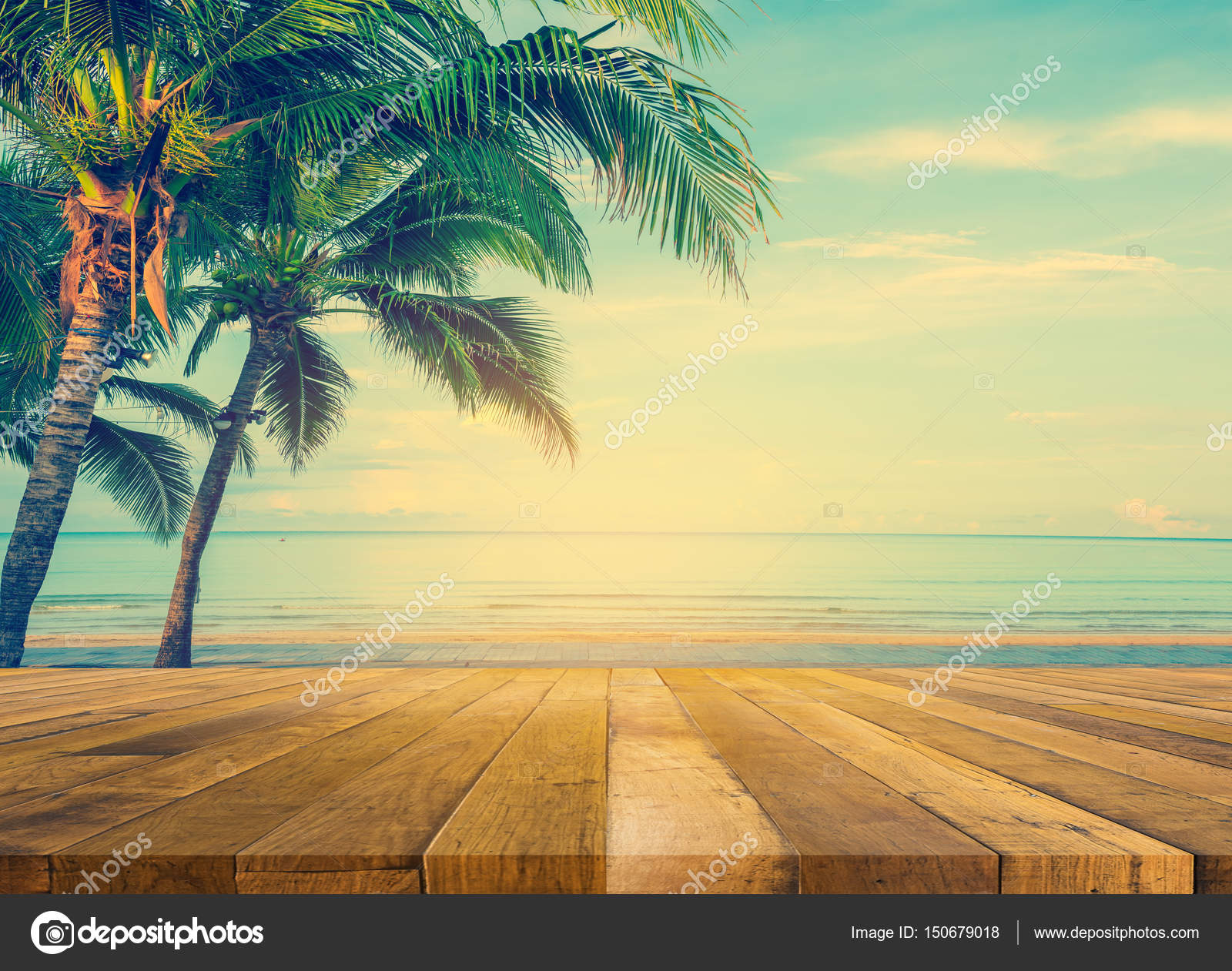 coconut tree at the beach. — Stock Photo © coffmancmu #150679018
