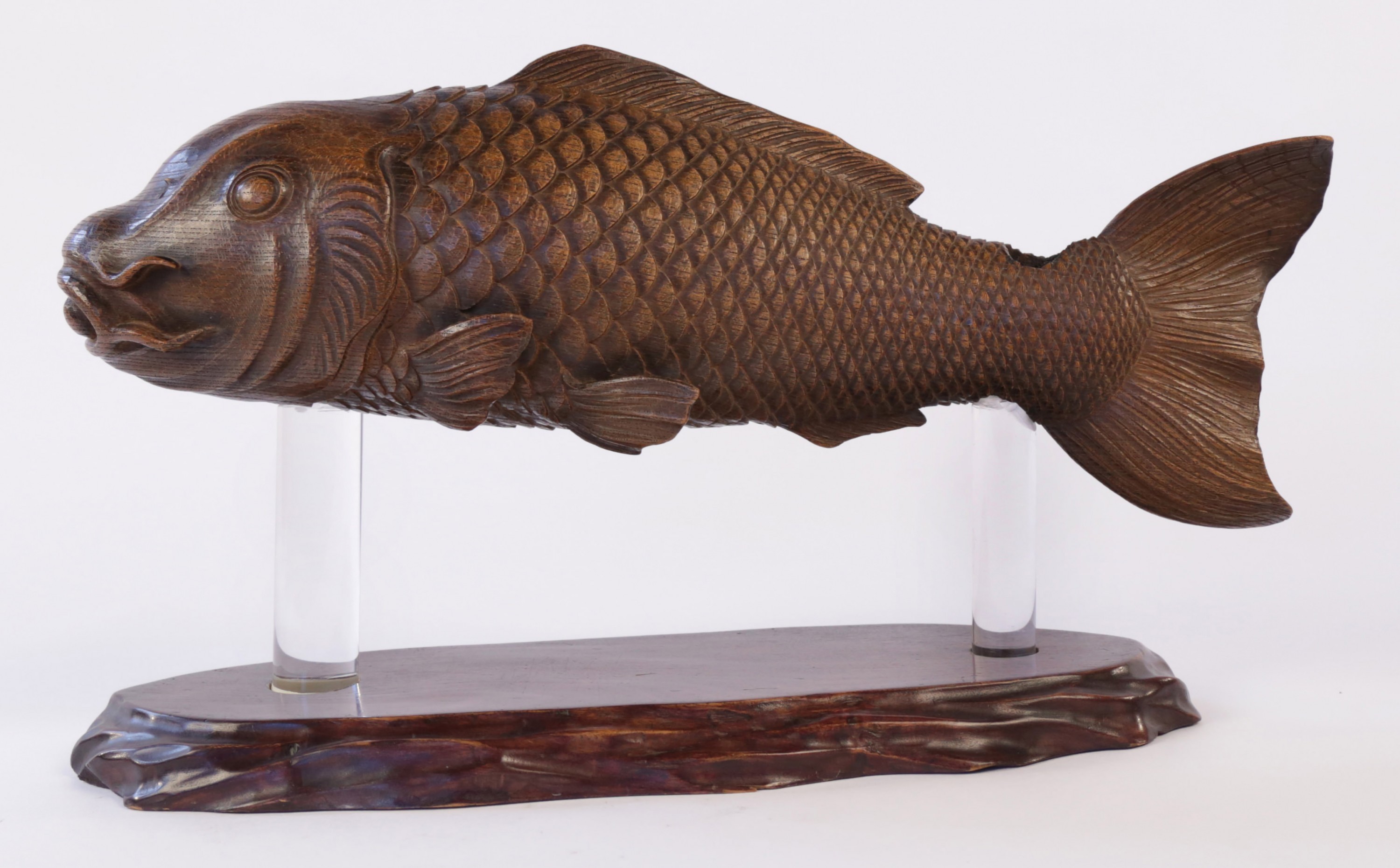A Japanese Carved Wood Hearth Fish | Collection | WOLFS Fine ...