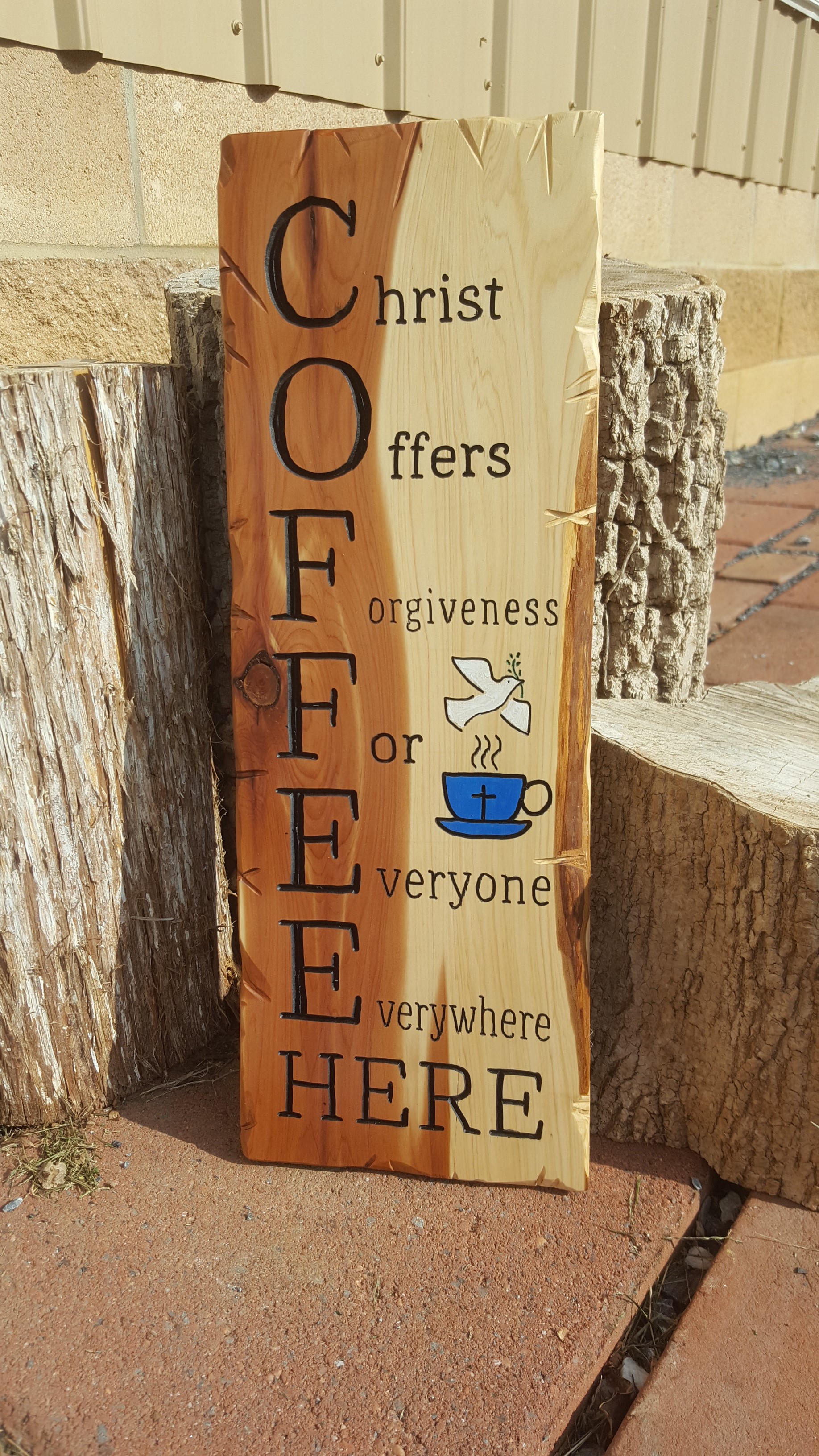 Handmade Routed C.O.F.F.E.E. Coffee Wood Sign Christian Cedar Hand ...