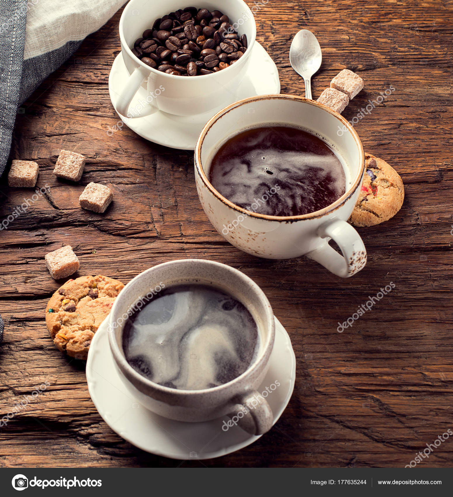 Coffee cups on a rustic background. — Stock Photo © bit245 #177635244