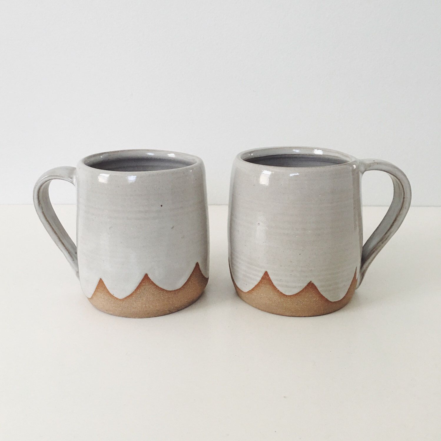 Pair of Cloud Ceramic Mugs, white wheel thrown coffee cup coffee mug ...