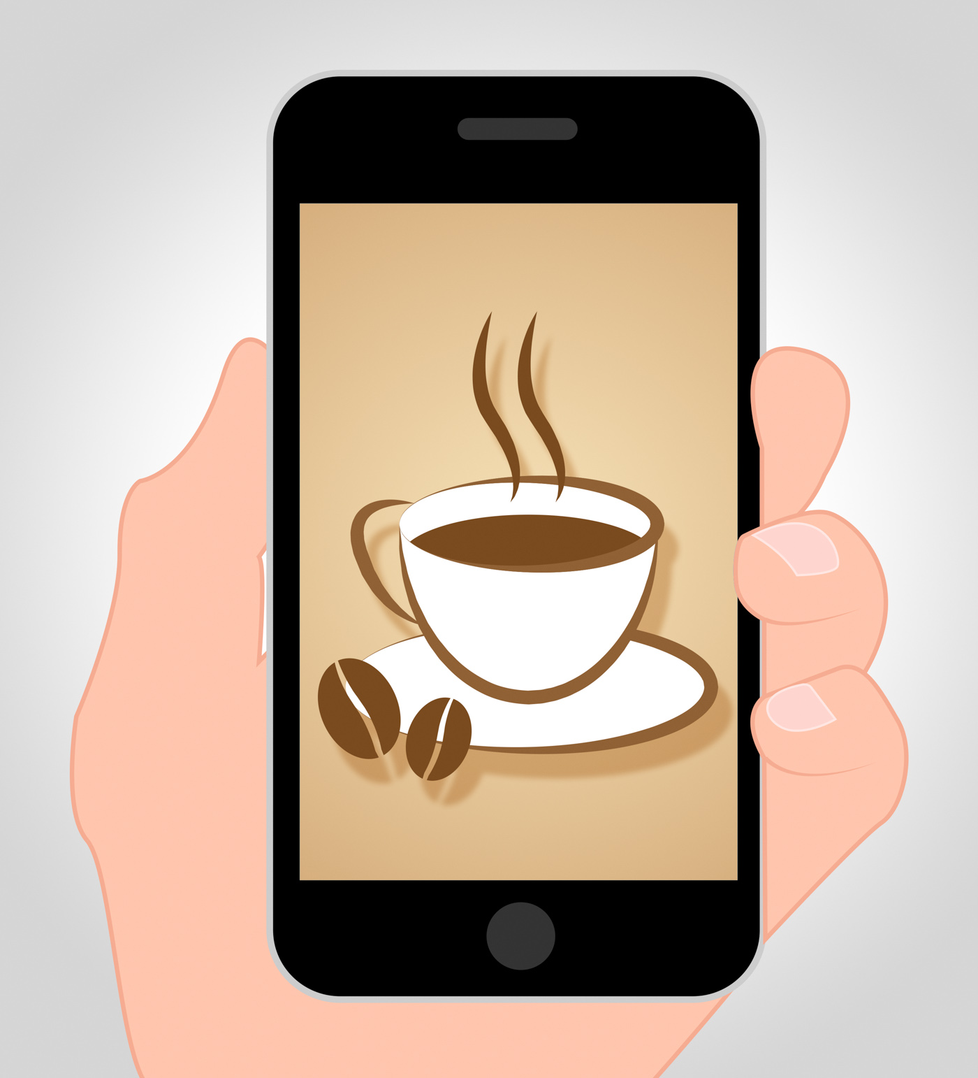 Coffee online shows mobile phone and beverage photo