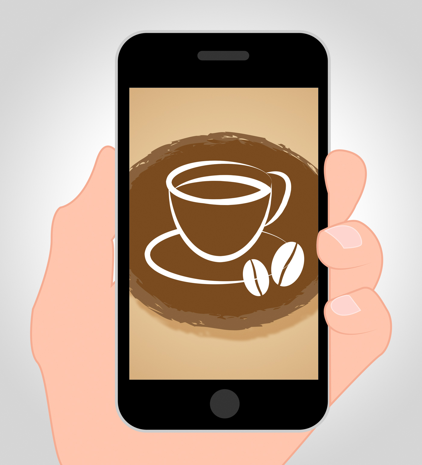 Coffee online shows mobile phone and beverages photo