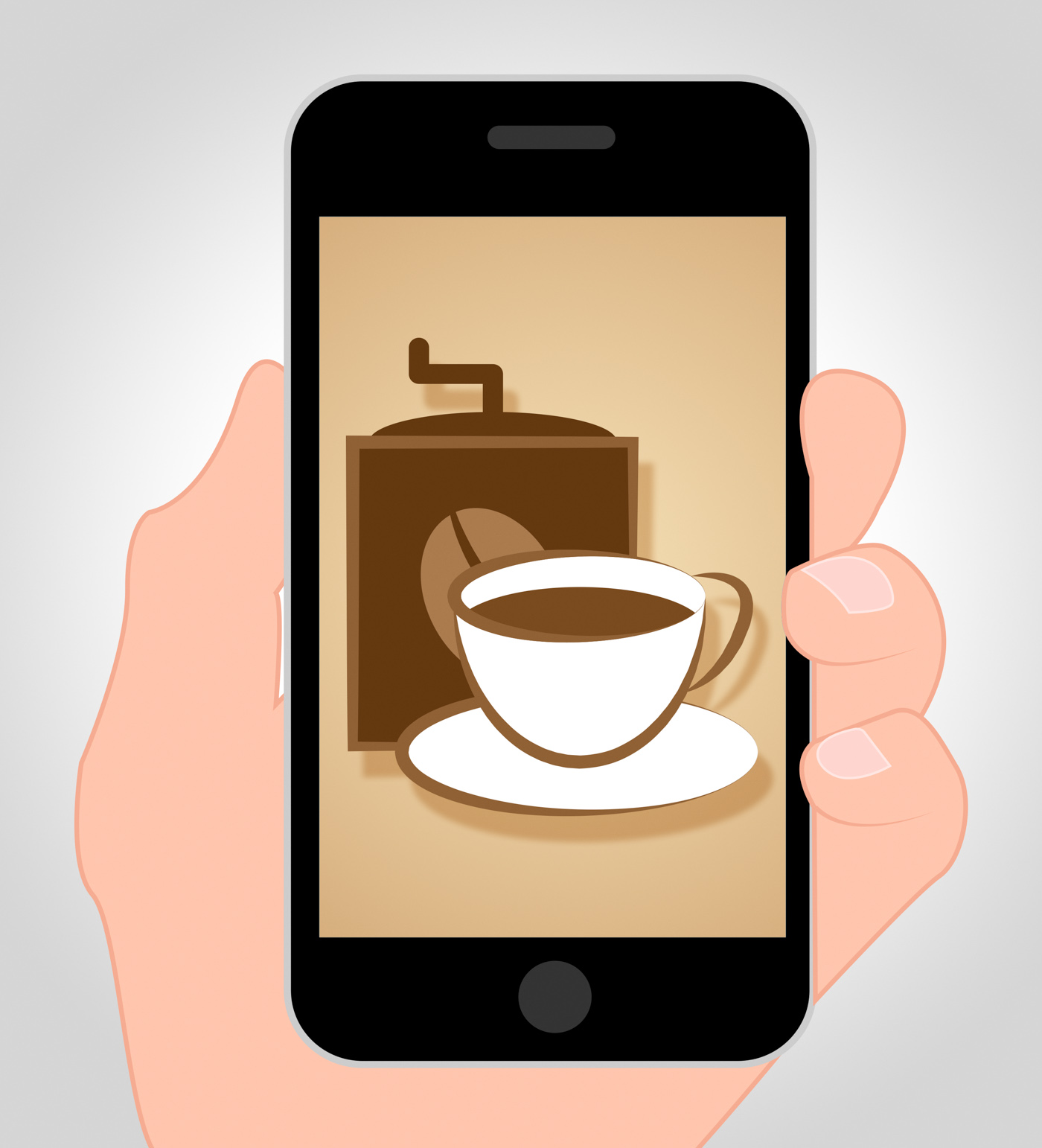 Coffee online shows mobile phone and caffeine photo