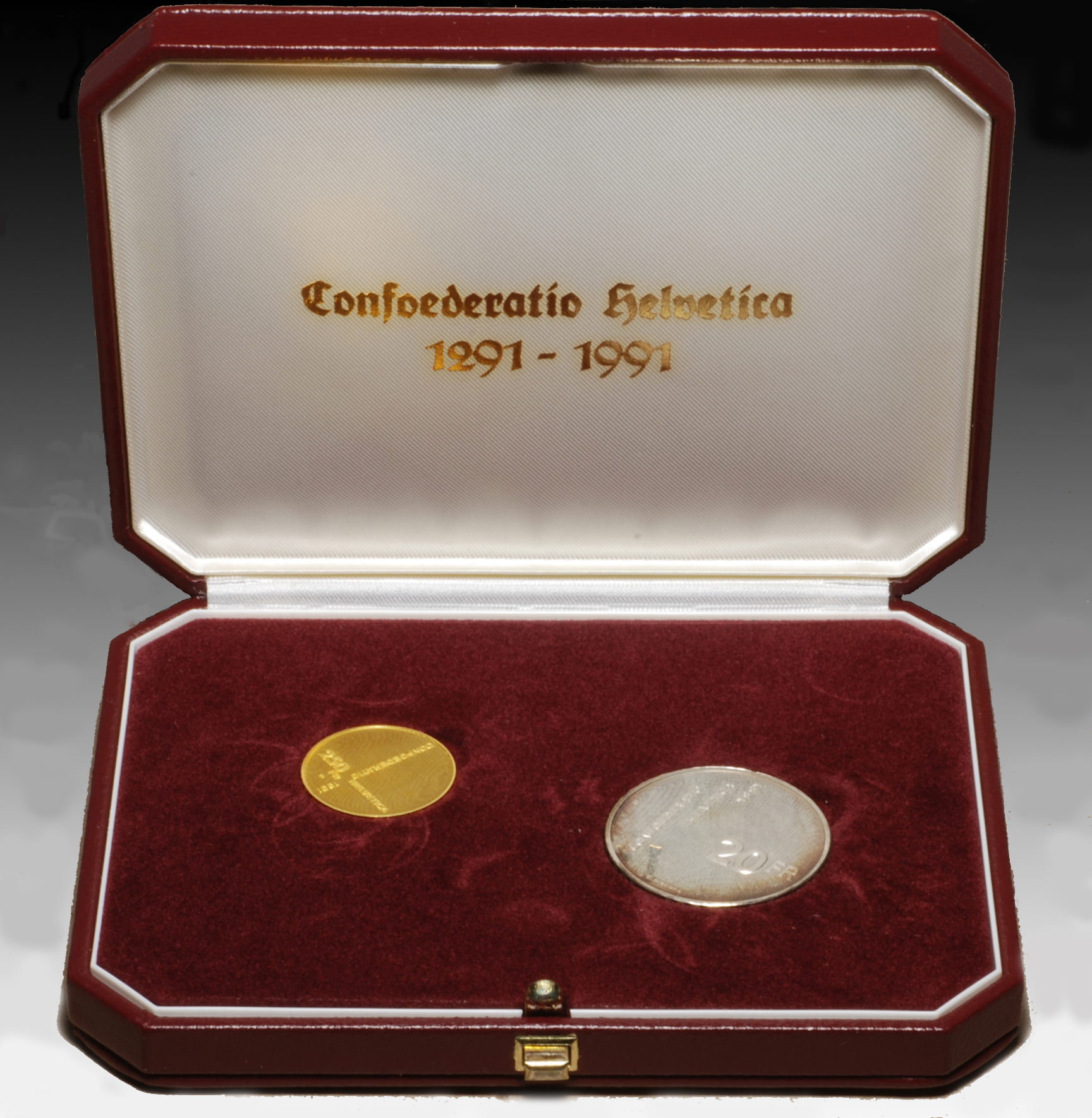Switzerland. Set of two coins. 250 gold Francs and 20 silver Francs ...