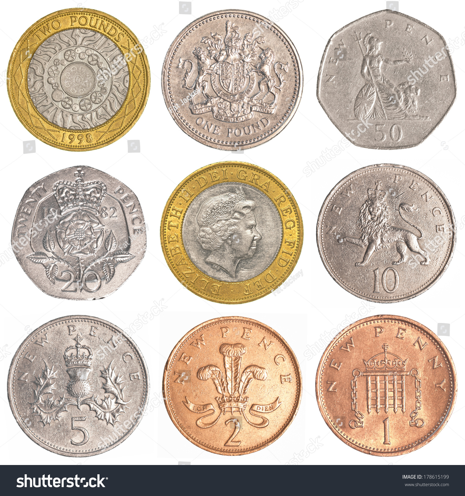 England Circulating Coins Collection Set Isolated Stock Photo ...