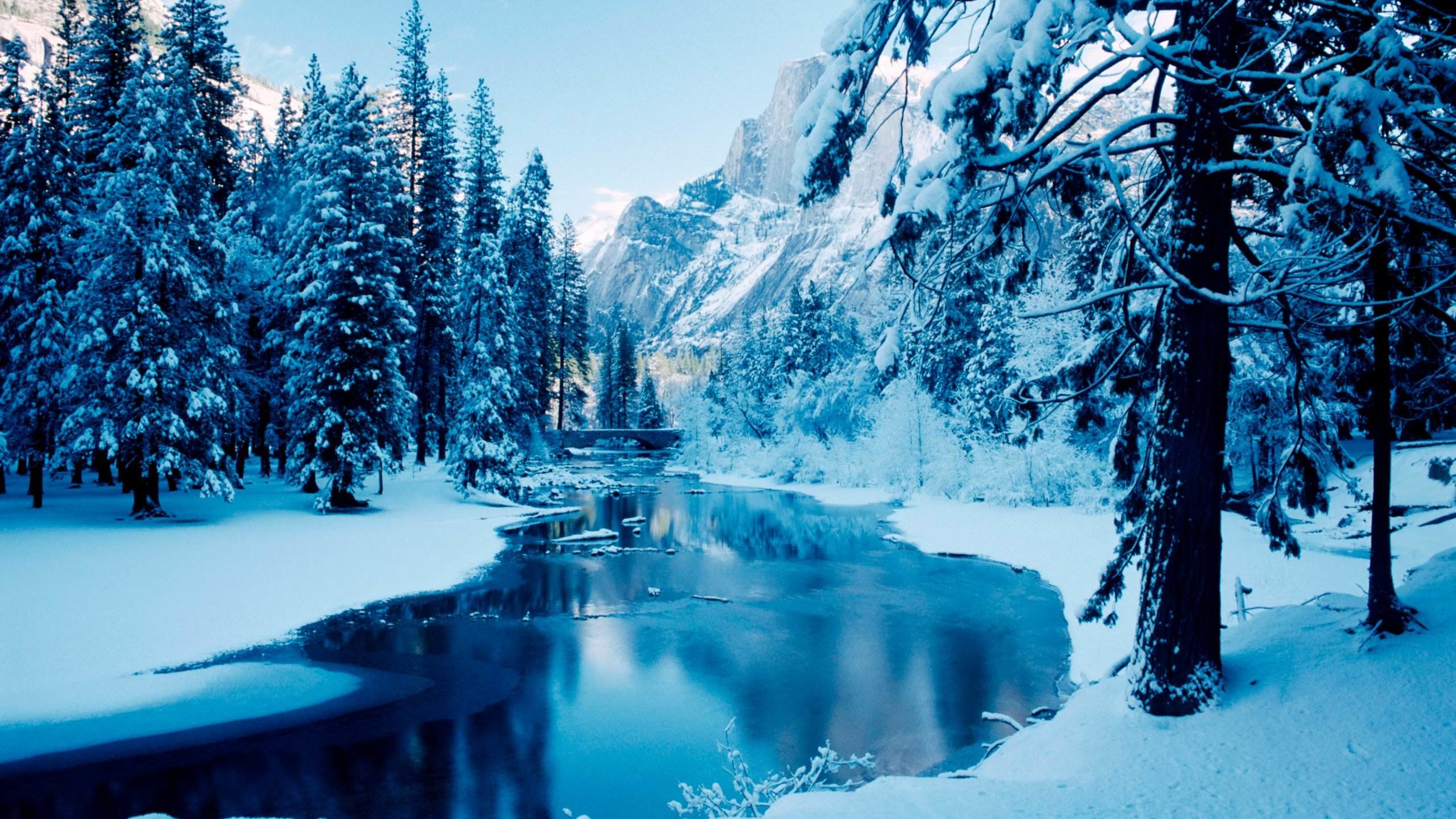 Cold winter mountain river - White nature landscape Wallpaper ...