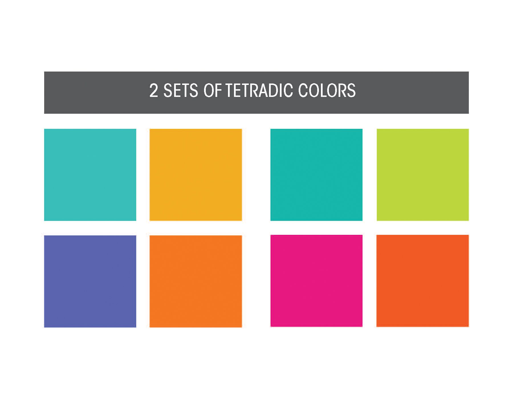 Tetradic colors-combinations of 4 colors that form a rectangle or ...