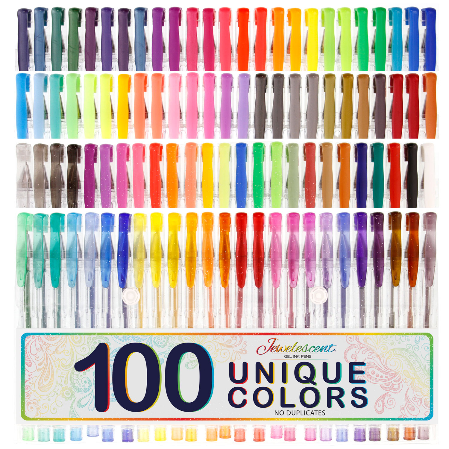 US Art Supply Jewelescent 100 Unique Color Gel Pen Set Artist ...