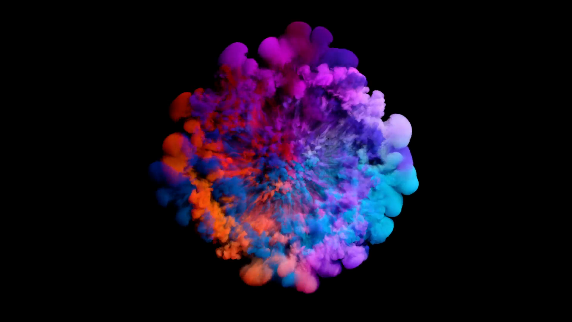 Colored smoke radial explosion on black (slow motion, with alpha ...