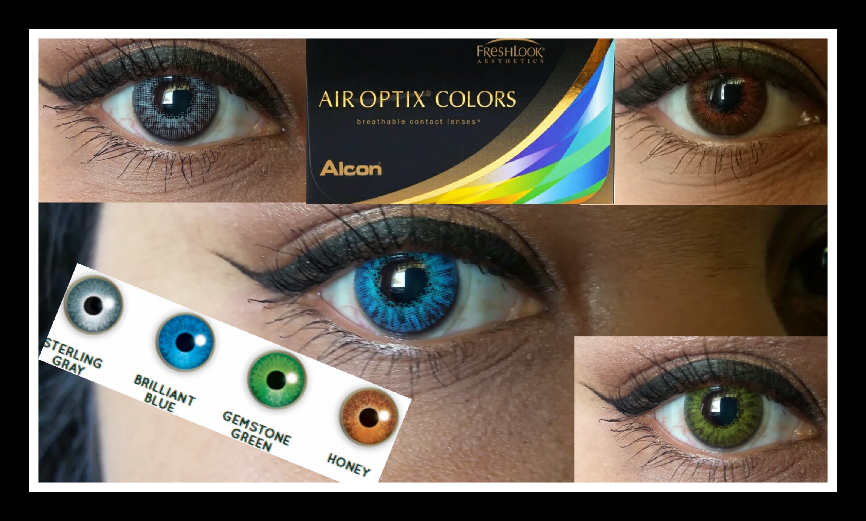 Air Optix~ All Vibrant Colors on Dark Brown Eyes - YouTube