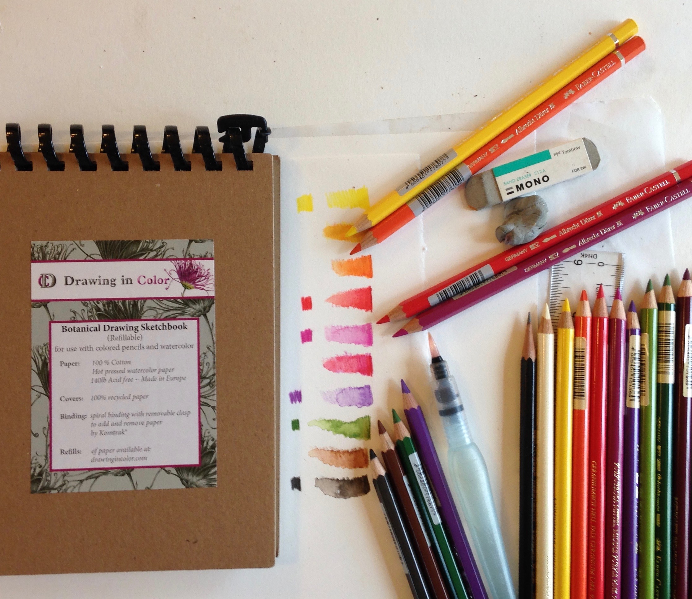 Art Supply Kit: Watercolor/Colored Pencil Taster - Draw Botanical