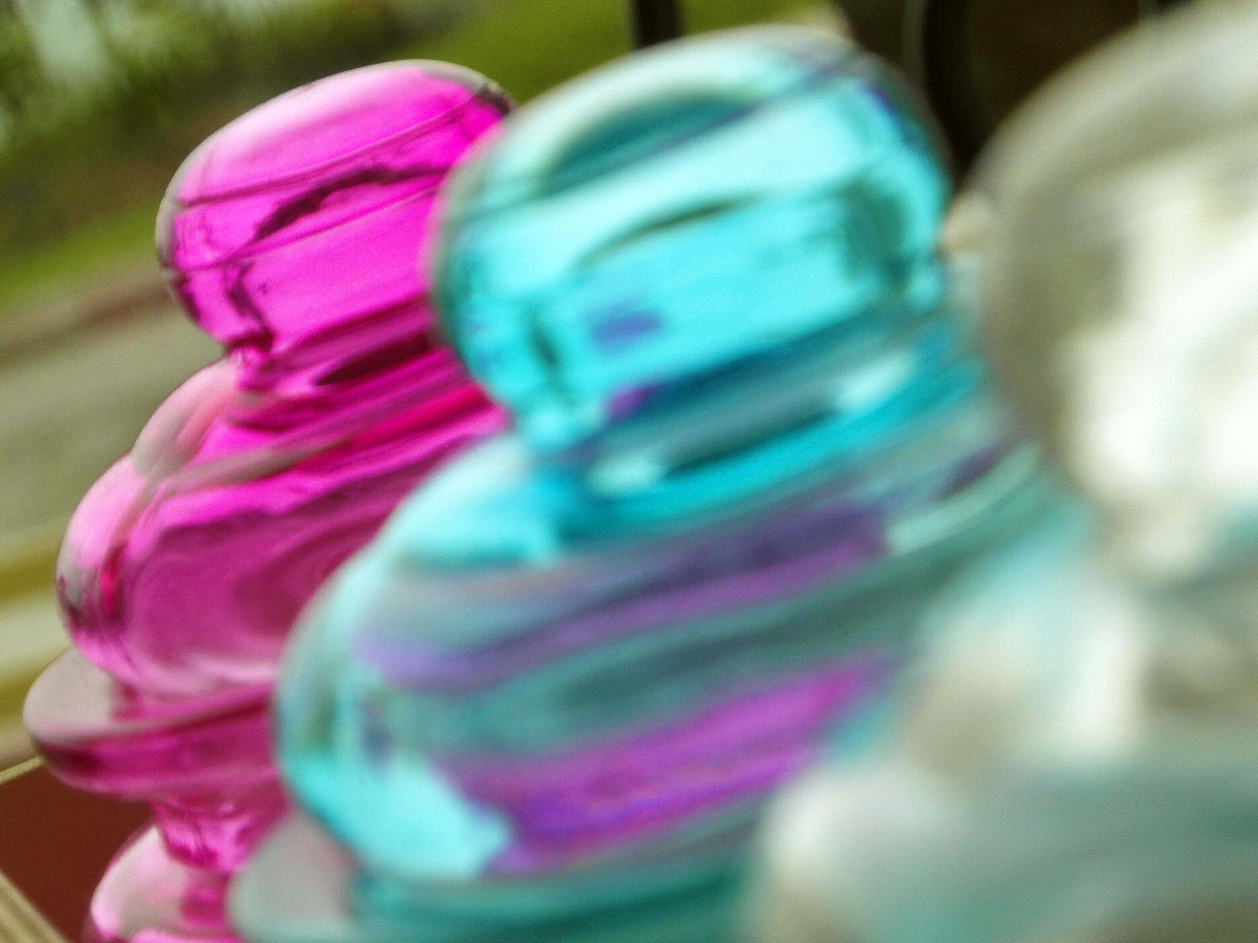Colored set of glass jars photo