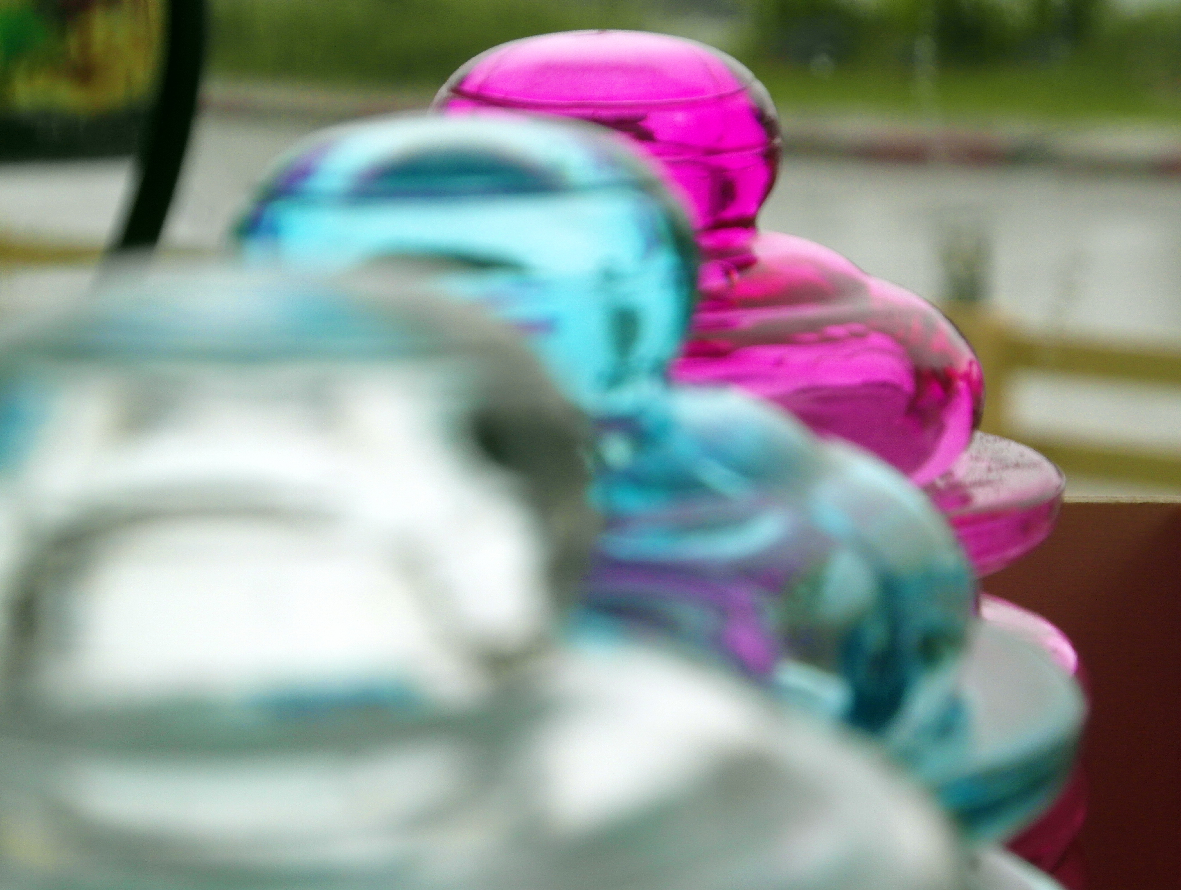 Colored set of glass jars photo