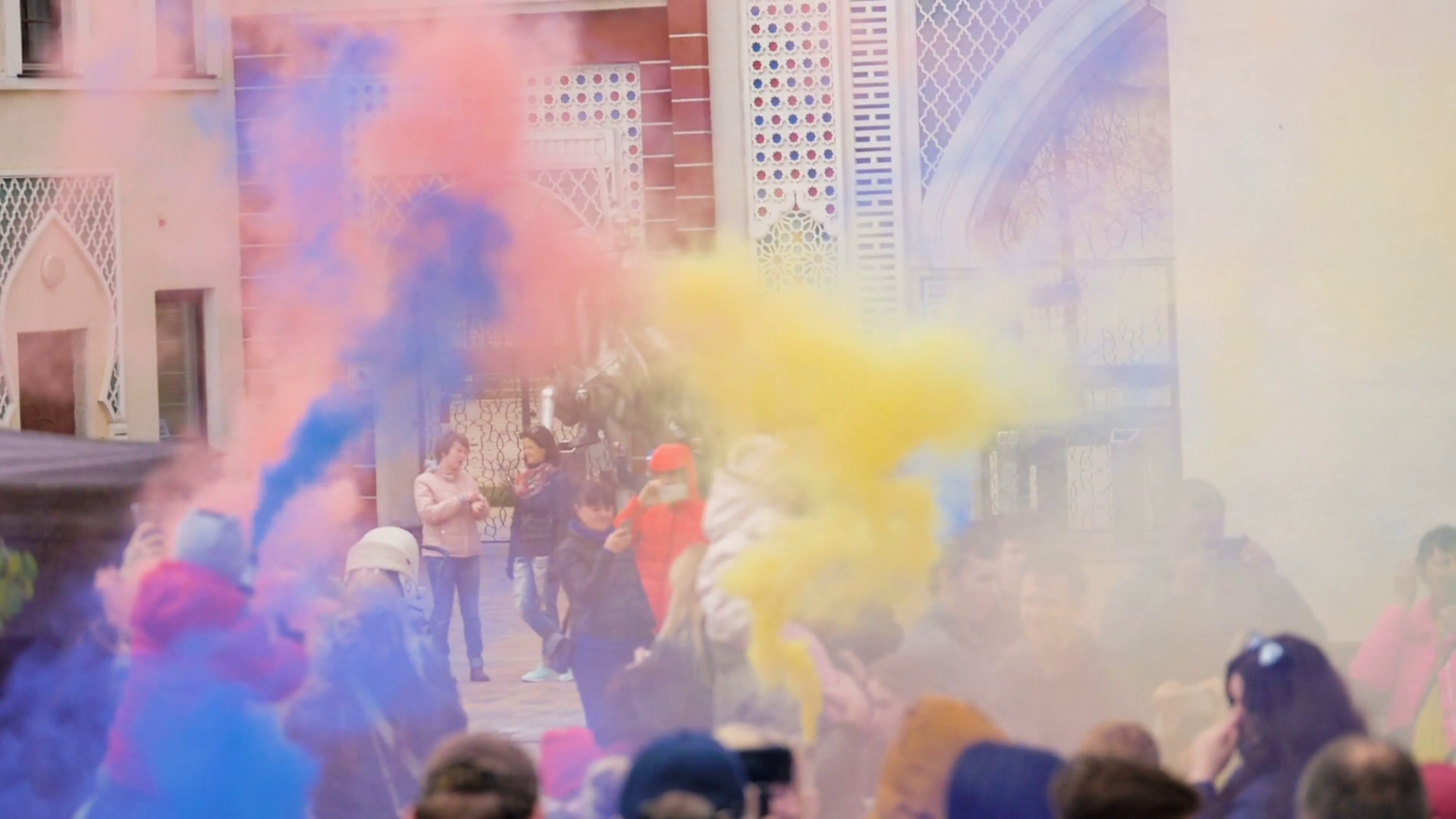 Festival of the colored smoke - slowmotion 180 fps Stock Video ...